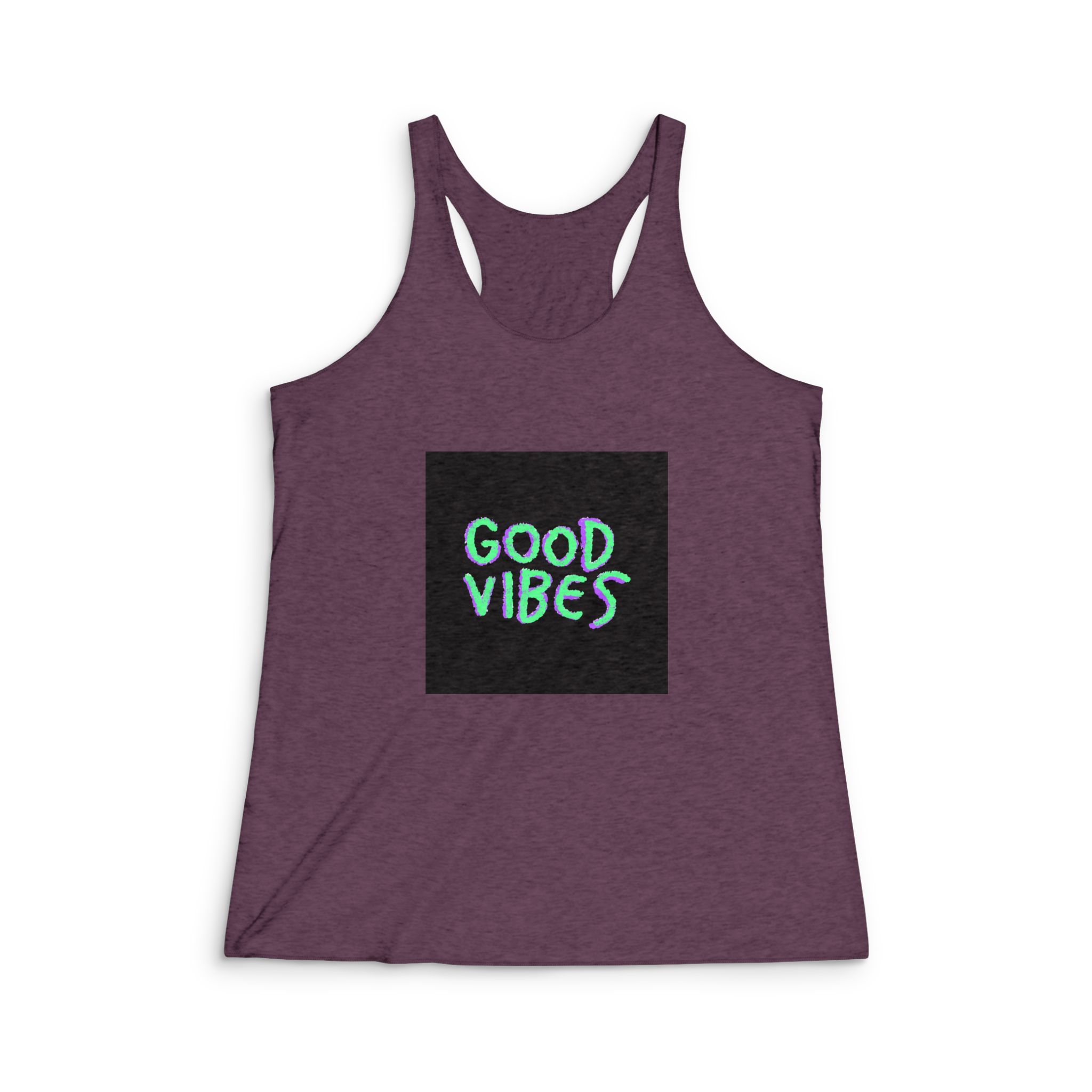 Good Vibes Quote Text Logo Graffiti Lettering Illustration Illustration T Shirt Sticker Womens Tri Blend Racerback Tank - Image 5