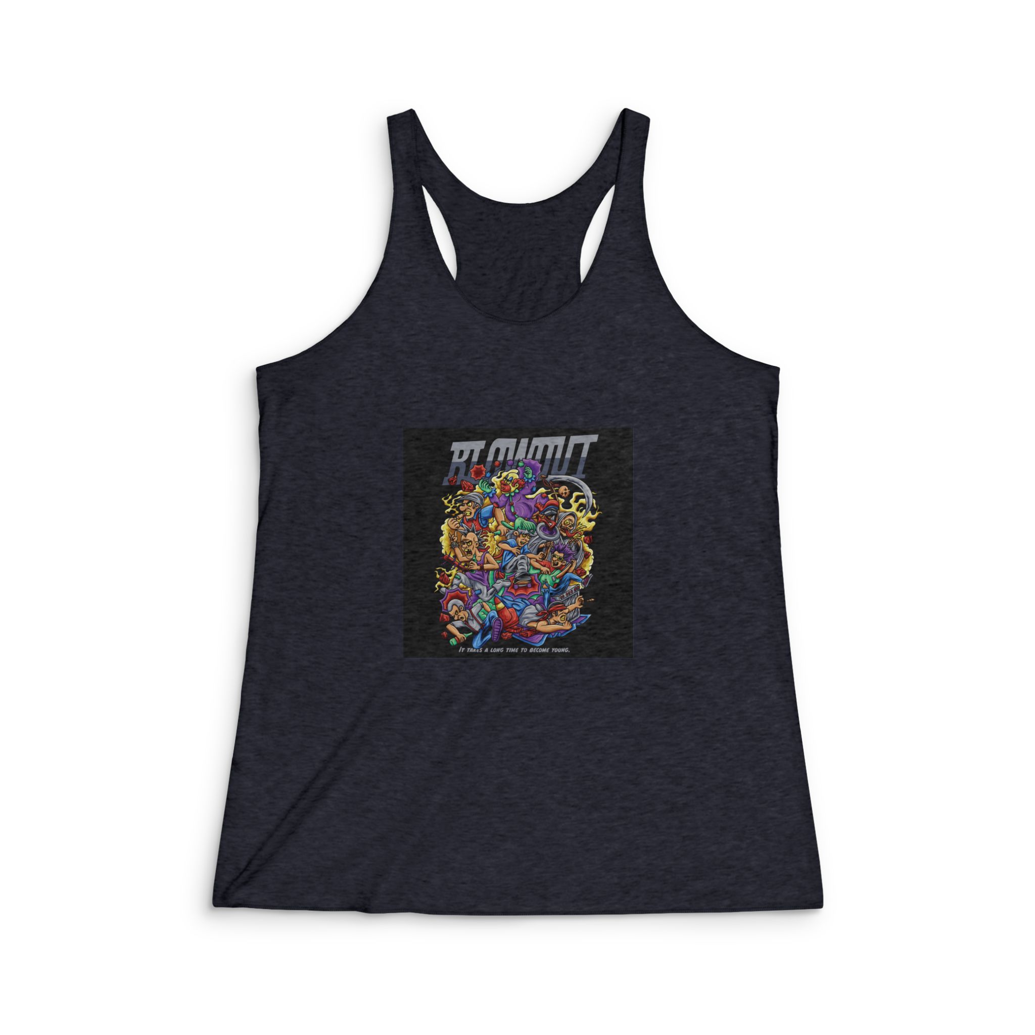 Hc Run With Text Illustration Womens Tri Blend Racerback Tank - Image 2
