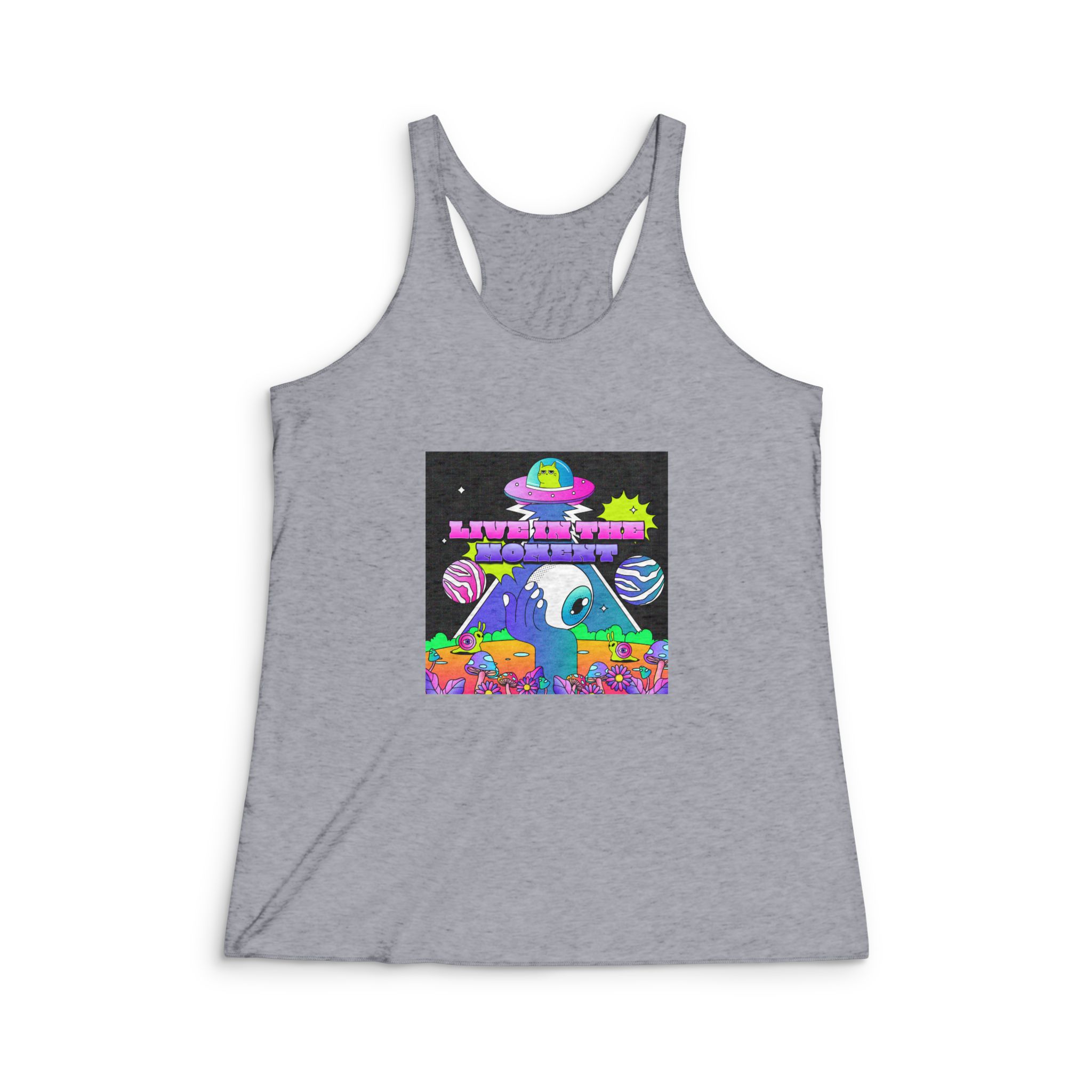 Gradient Psychedelic Illustration(2) Womens Tri Blend Racerback Tank - Image 4