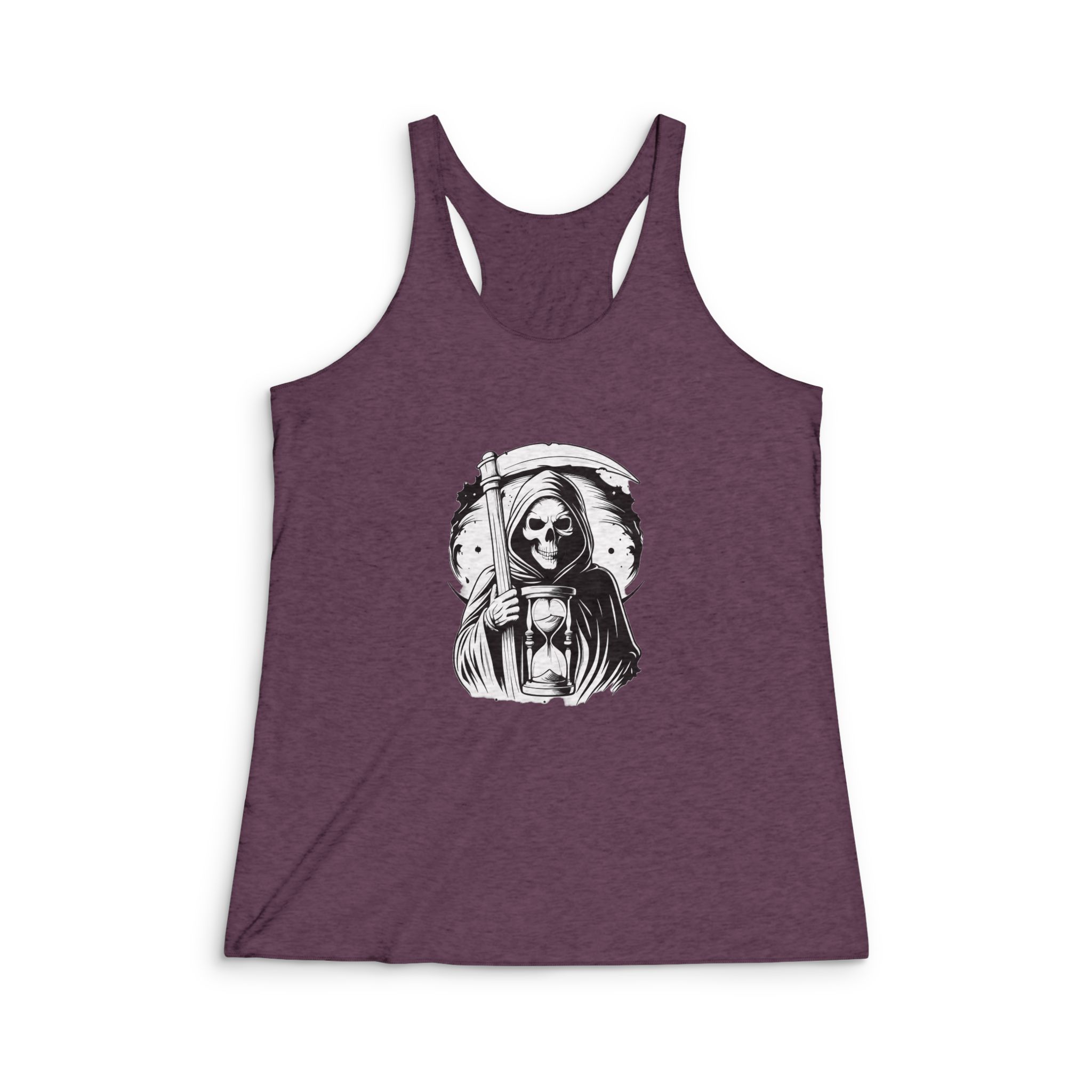 Grim Reaper Holding Hourglass Womens Tri Blend Racerback Tank - Image 5