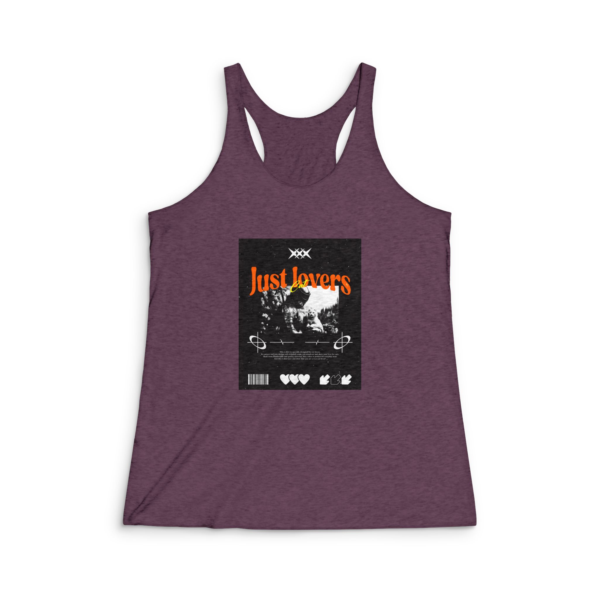 Just Lovers Cat Tshirt Design Womens Tri Blend Racerback Tank - Image 5