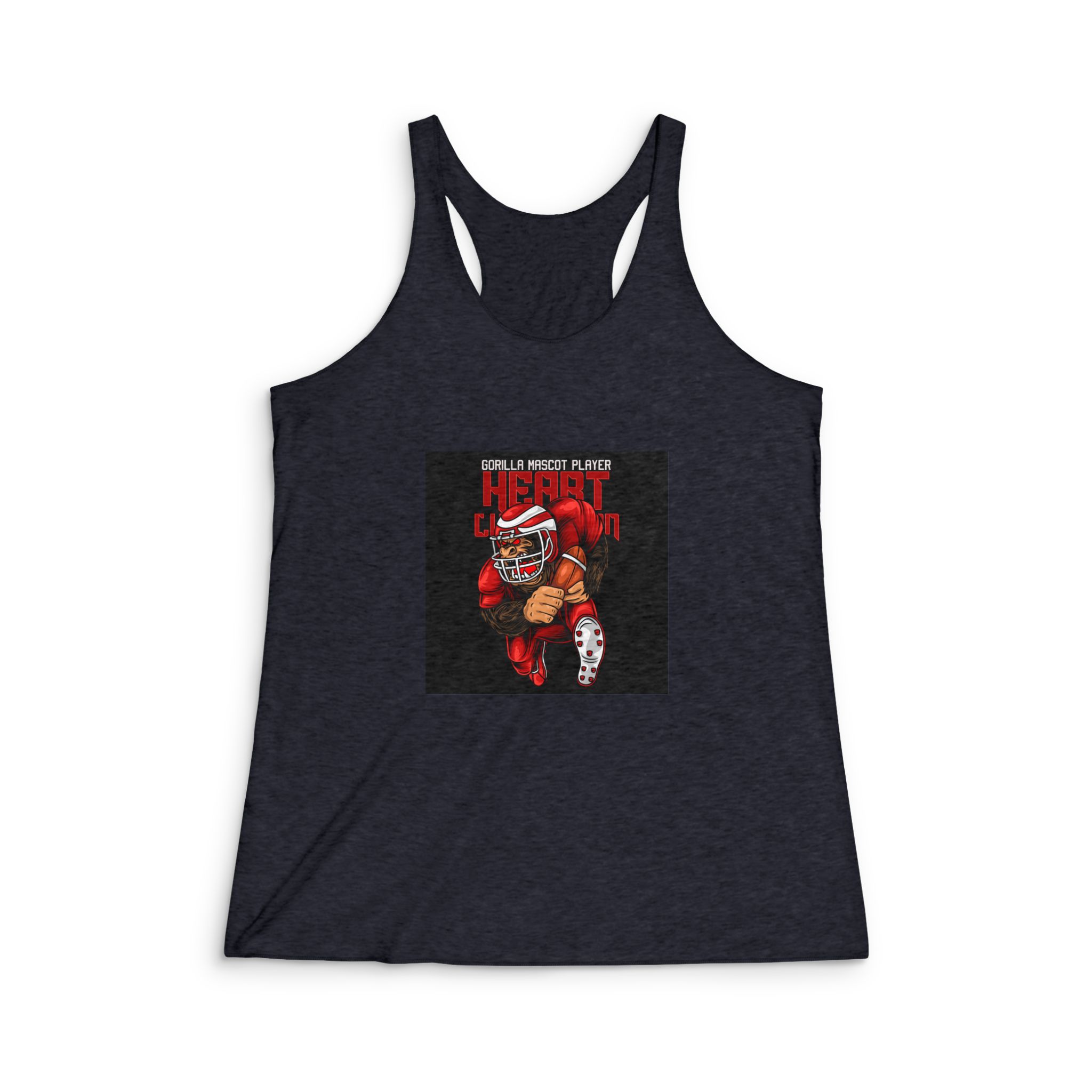 Gorilla Mascot American Football With Text Illustration Womens Tri Blend Racerback Tank - Image 2