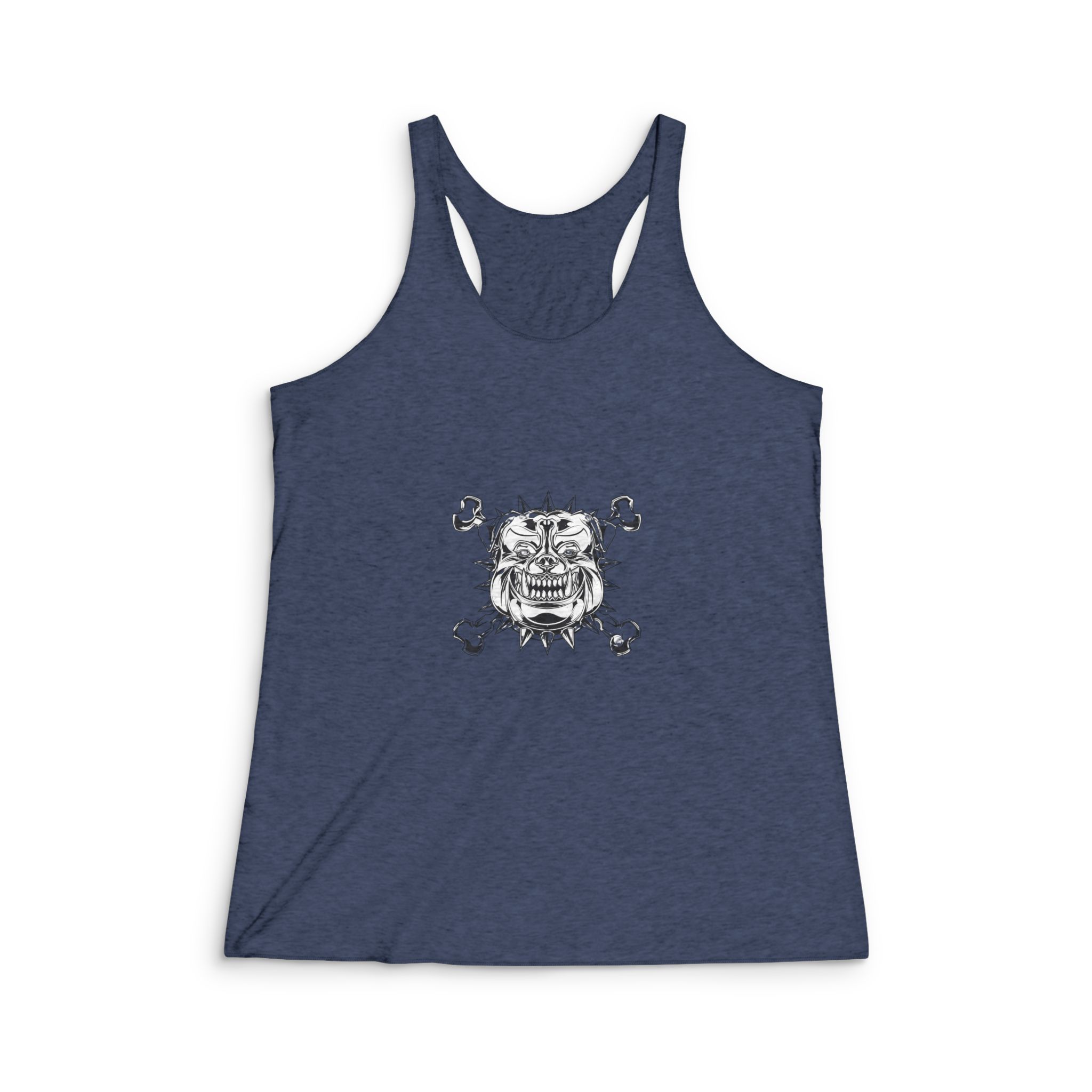 Isolated Emblem With Illustration Pitbull Head Womens Tri Blend Racerback Tank - Image 3