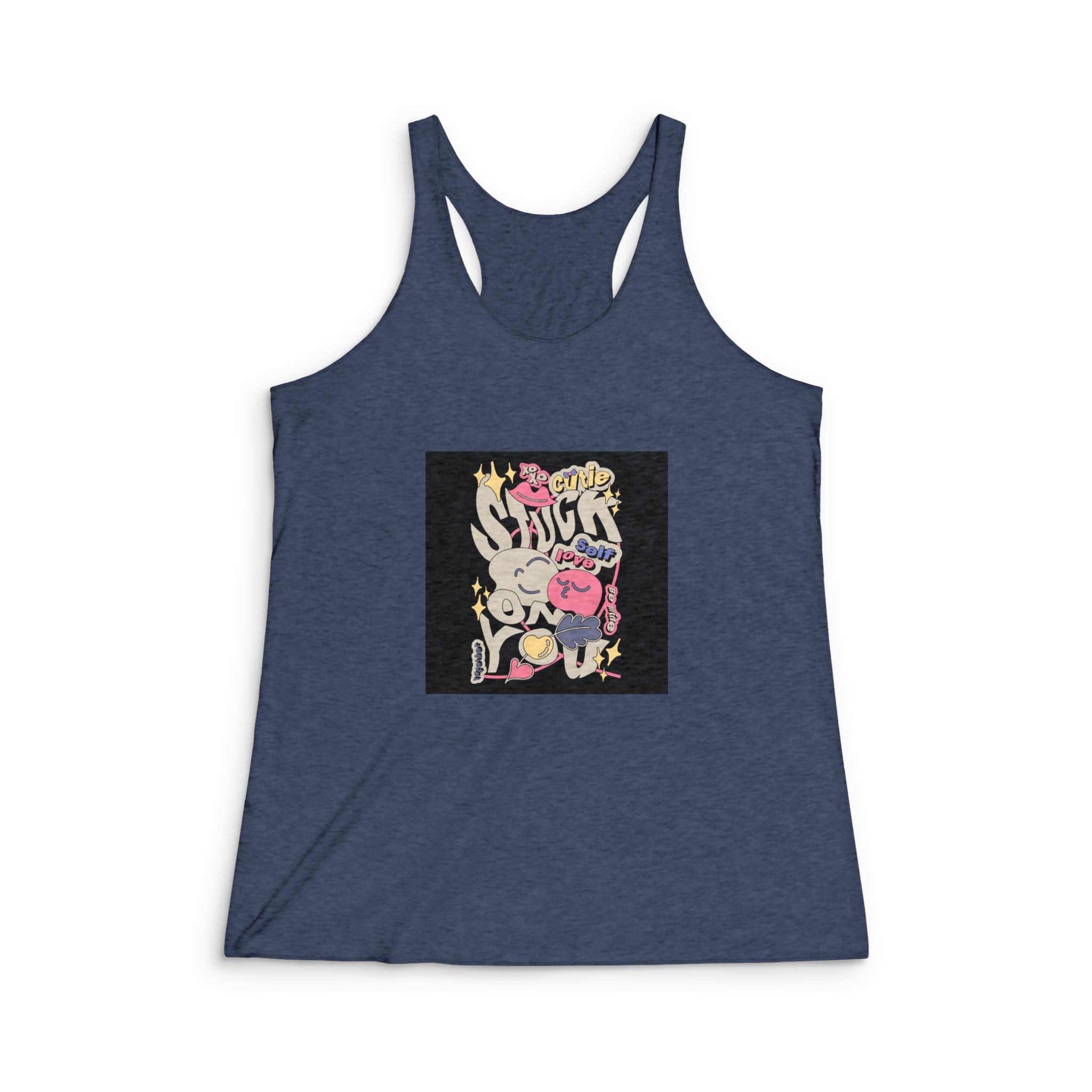 Happy Valentines Day Typography Vector Design Womens Tri Blend Racerback Tank - Image 3