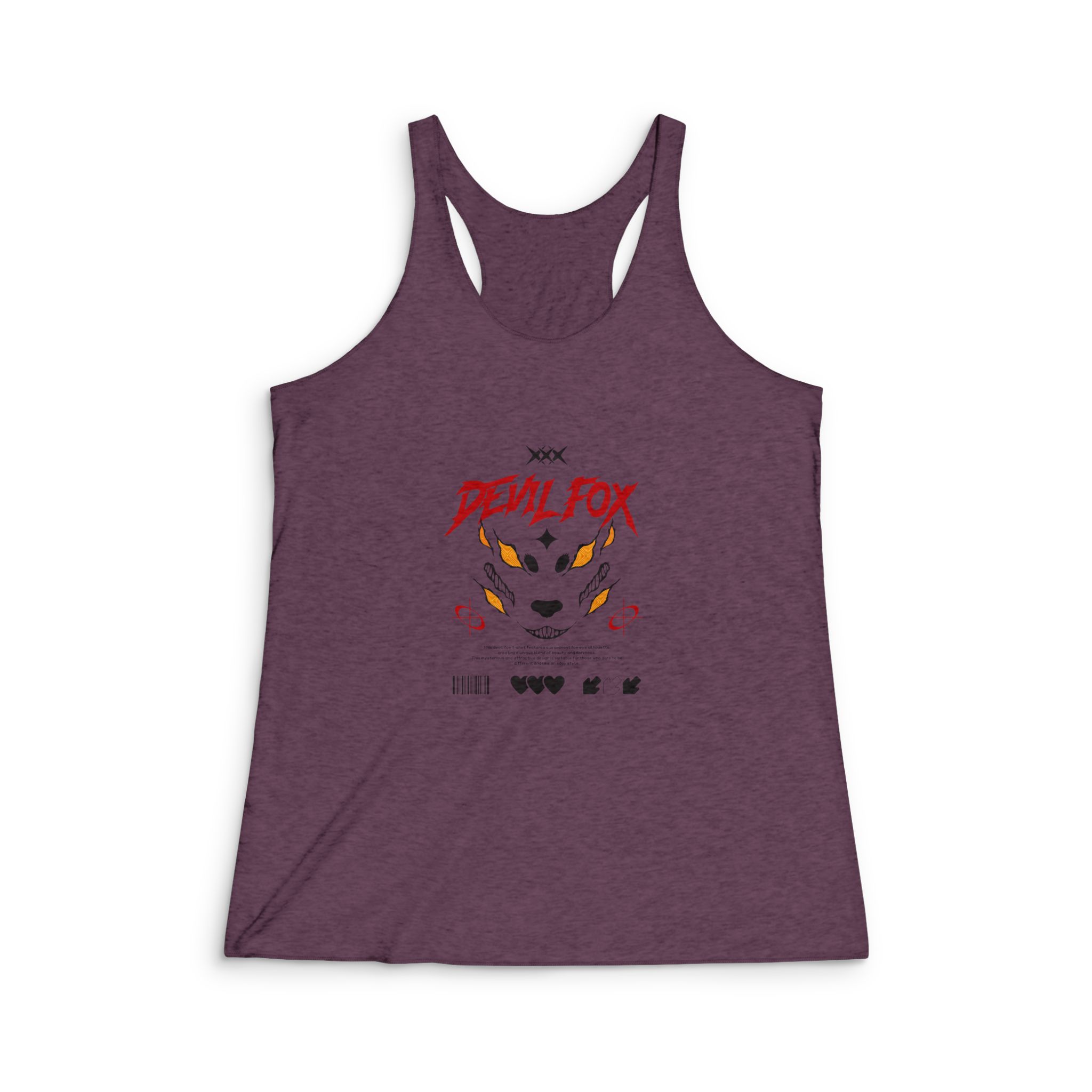 Devil Fox T Shirt Design Womens Tri Blend Racerback Tank - Image 5