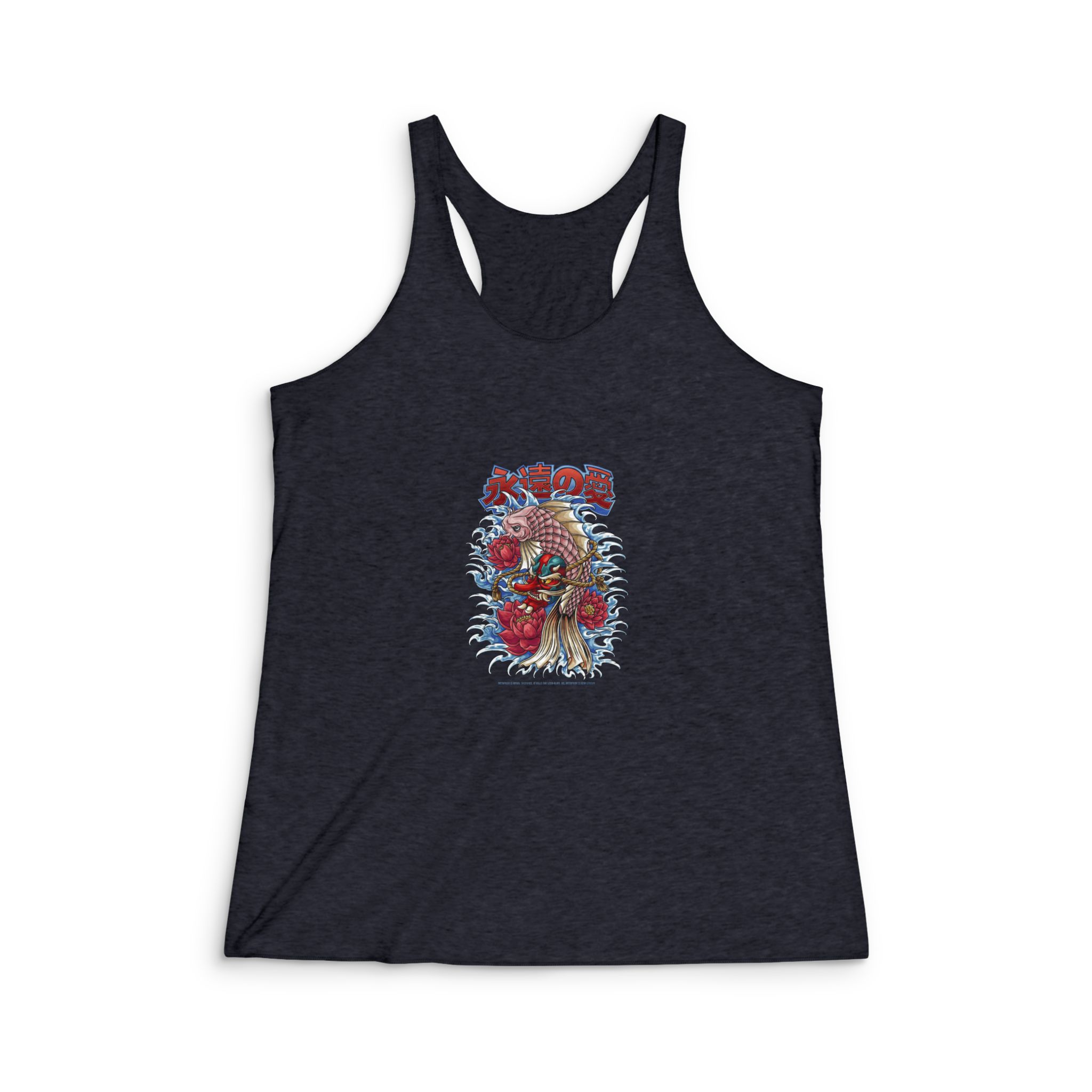 Koi Oni With Text Illustration Womens Tri Blend Racerback Tank - Image 2