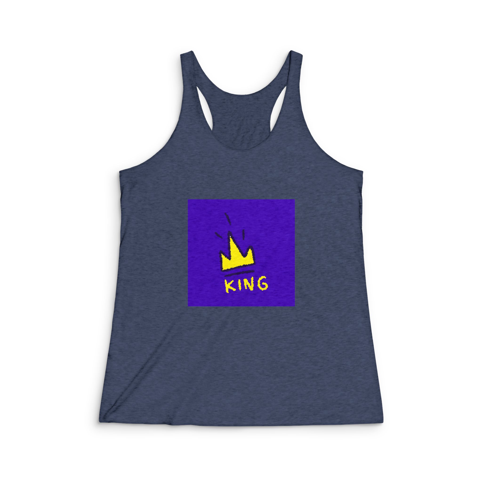 King Crown Symbol Cartoon Illustration T Shirt Sticker Apparel Womens Tri Blend Racerback Tank - Image 3
