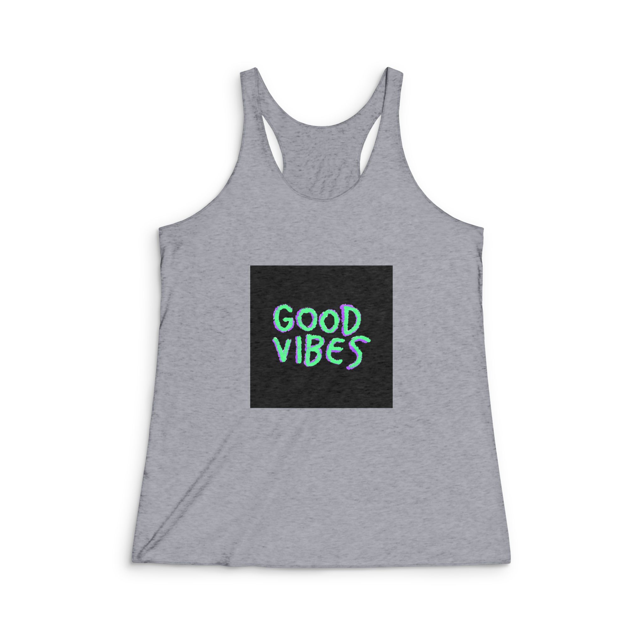 Good Vibes Quote Text Logo Graffiti Lettering Illustration Illustration T Shirt Sticker Womens Tri Blend Racerback Tank - Image 4