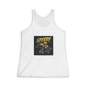 Cruiser Skeleton With Text Illustration Womens Tri Blend Racerback Tank
