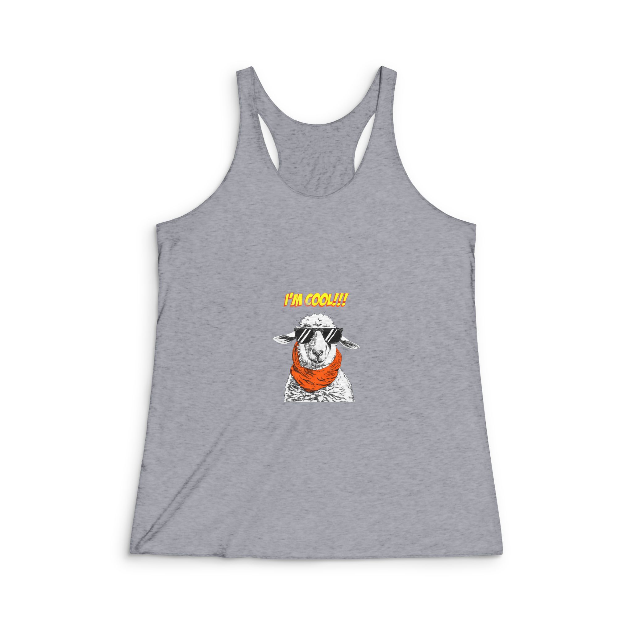 I M Cool Sheep Abstarct Cartoon Womens Tri Blend Racerback Tank - Image 4