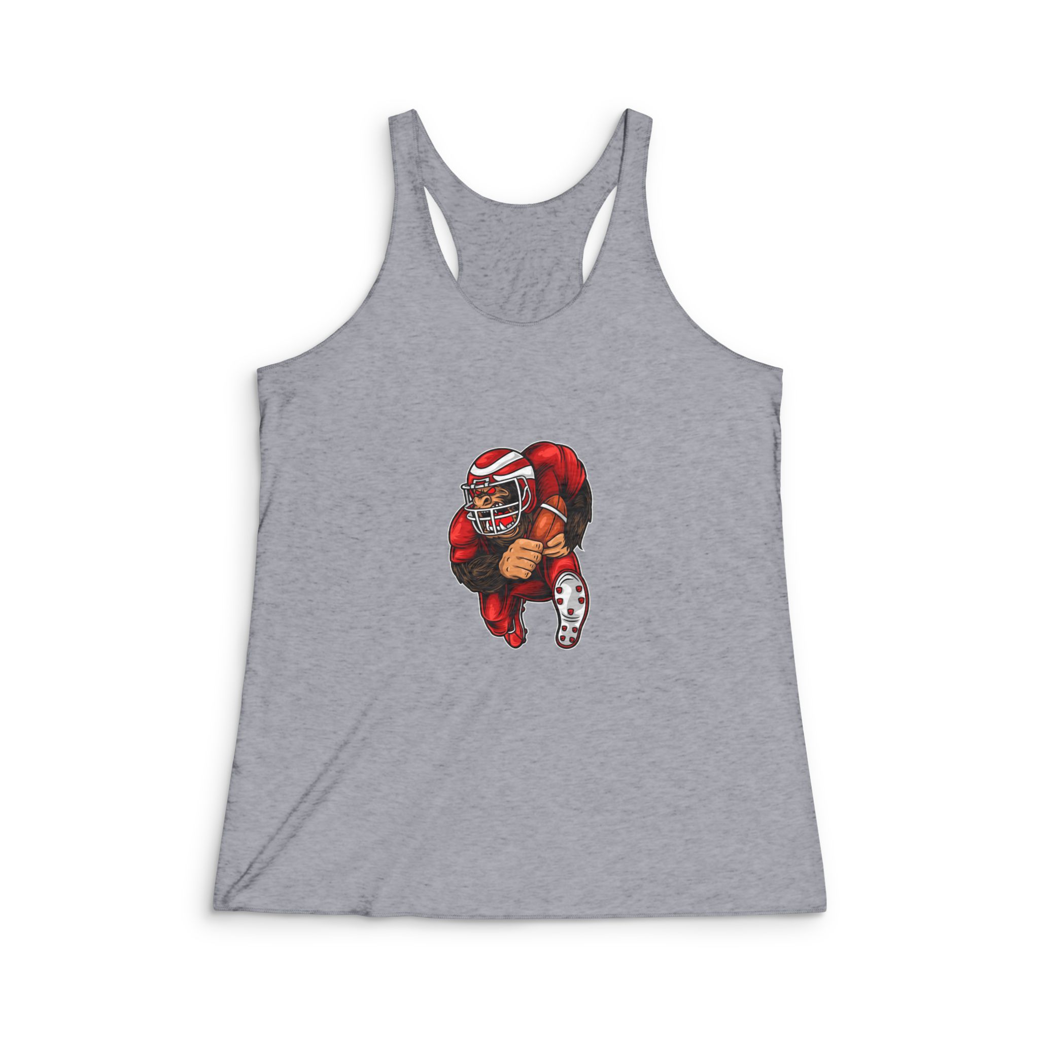 Gorilla Mascot American Football Illustration Womens Tri Blend Racerback Tank - Image 4