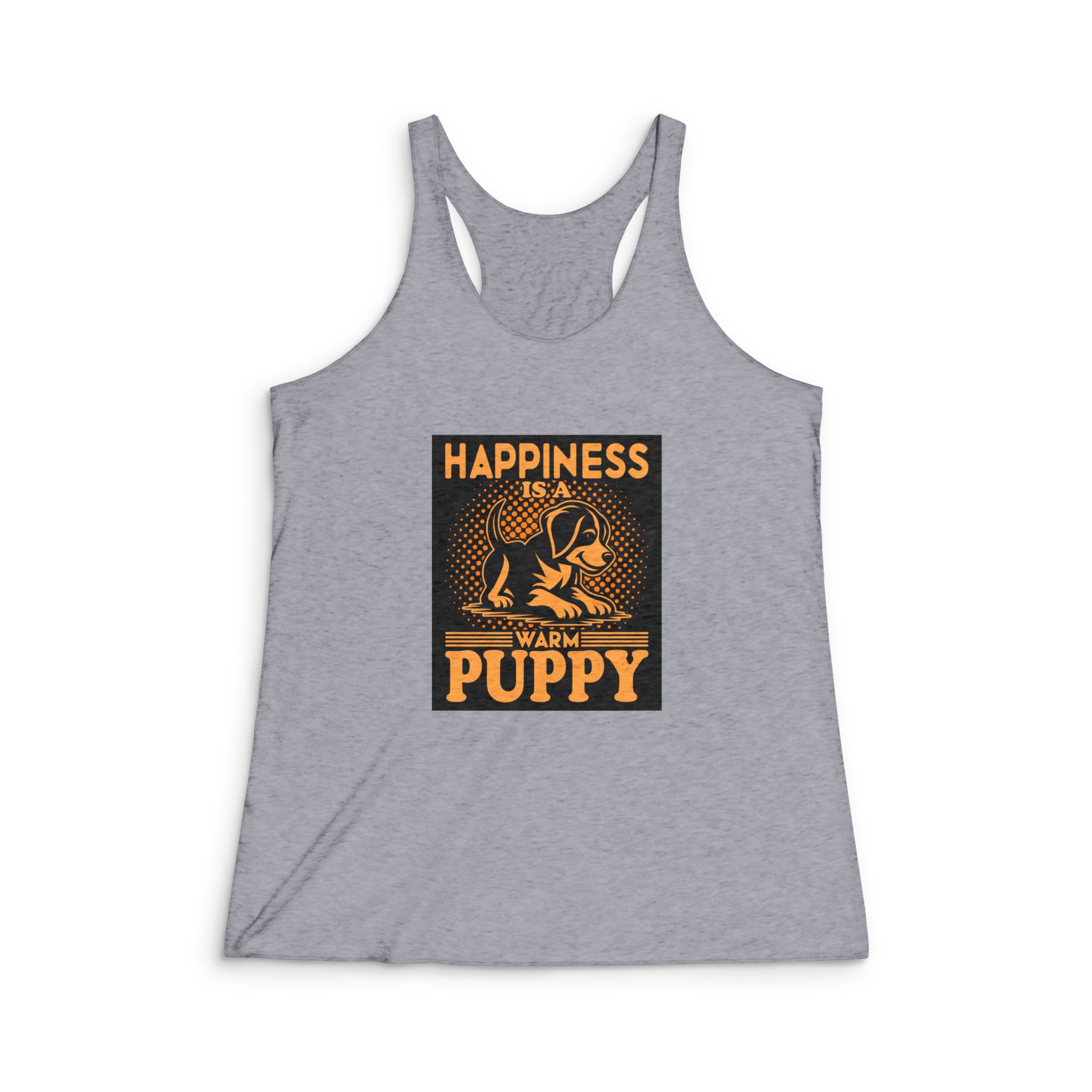 Happiness Is Warm Puppy Womens Tri Blend Racerback Tank - Image 4