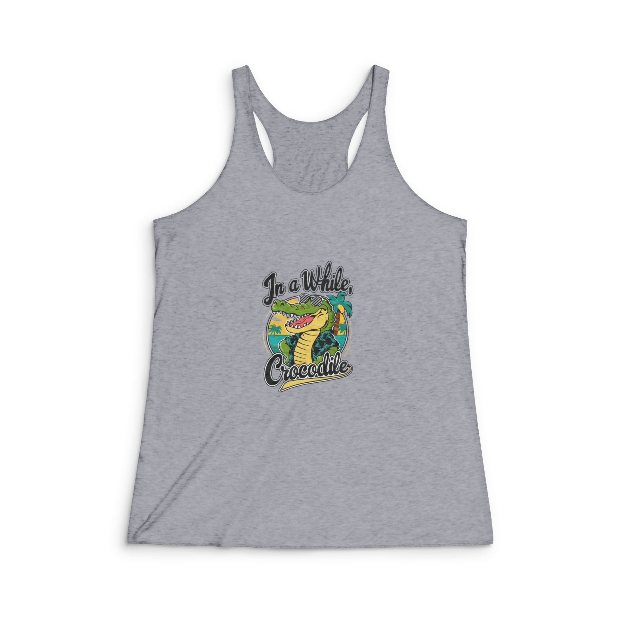 In A While Crocodile Copia 2 Womens Tri Blend Racerback Tank - Image 4