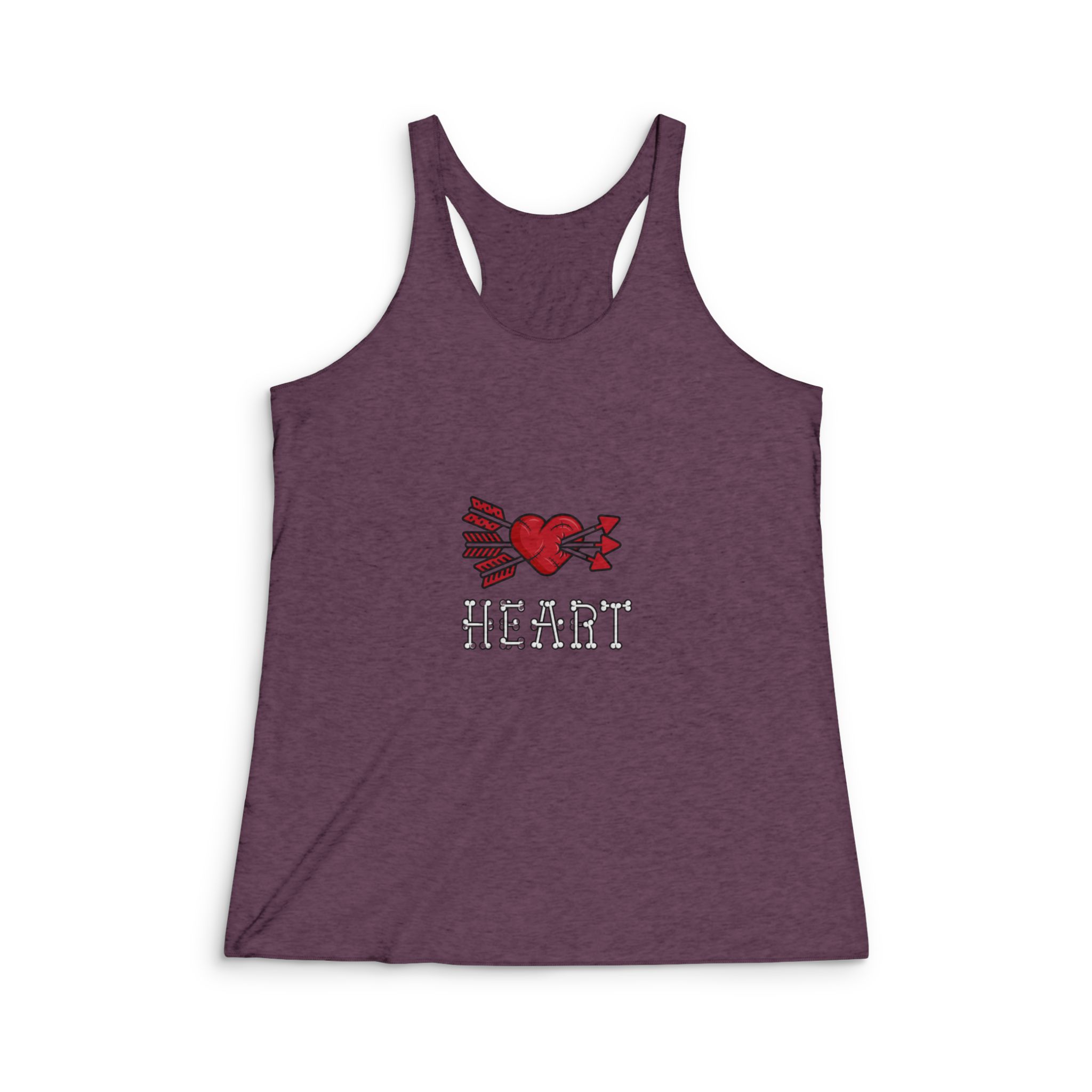 Heart Cut Stitched While Surrounded By Bones That Make Up Heart Womens Tri Blend Racerback Tank - Image 5
