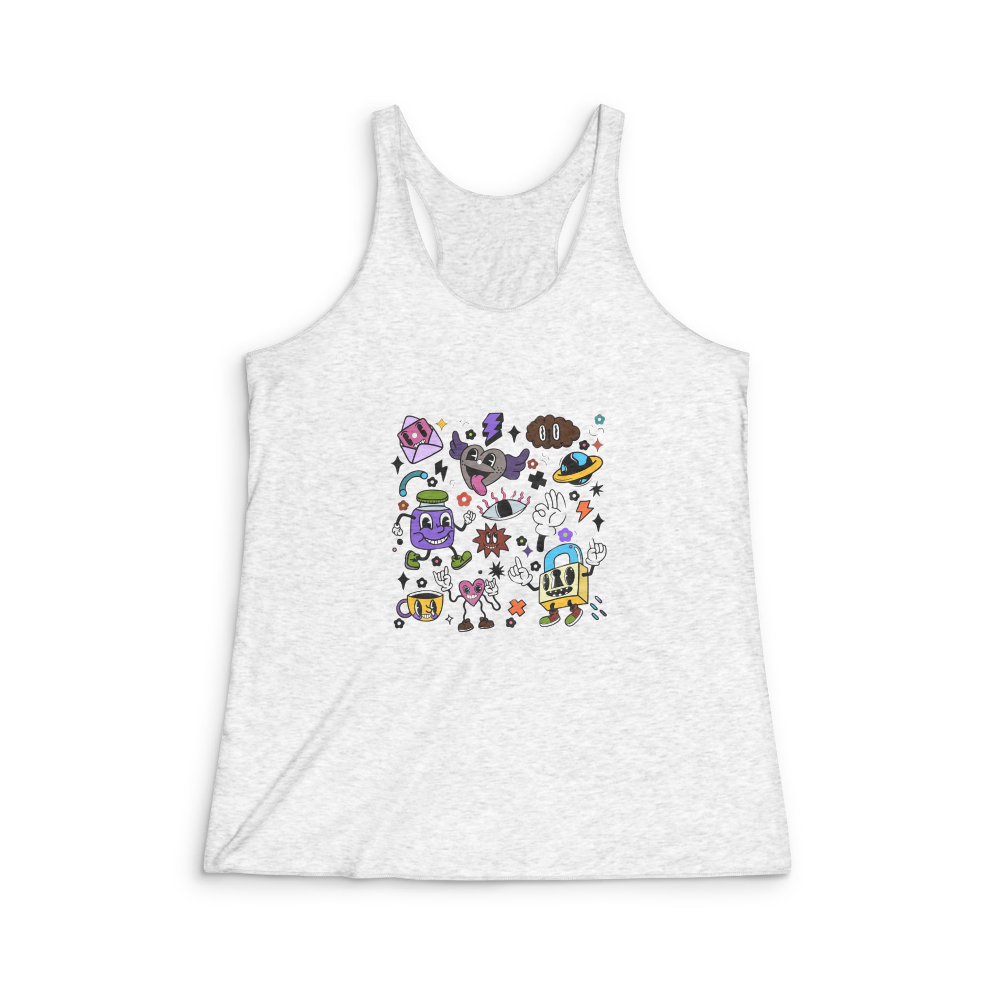 Hand Drawn Abstract Funny Cute Comic Womens Tri Blend Racerback Tank