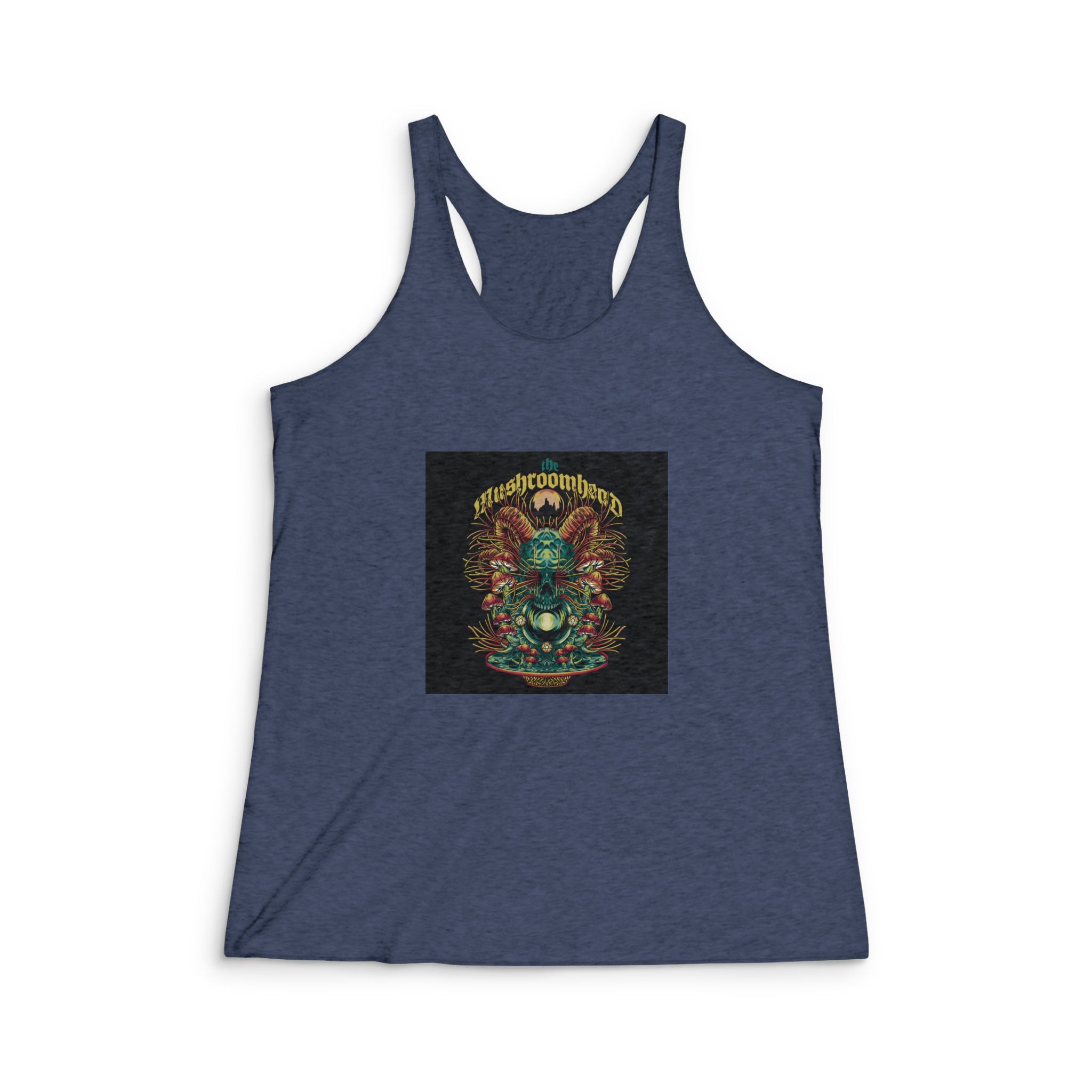 Demon Shroom With Text Illustration Womens Tri Blend Racerback Tank - Image 3