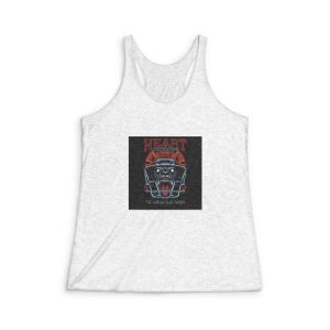 Gorilla Head Mascot With American Football Helmet With Text Illustration Womens Tri Blend Racerback Tank