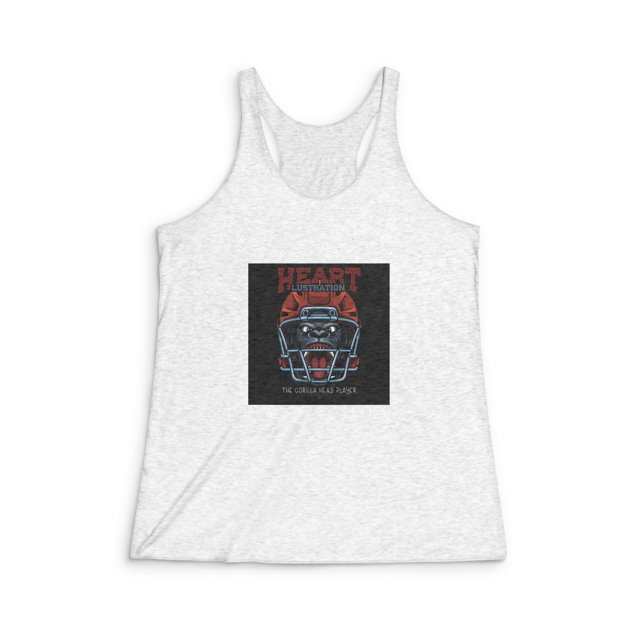 Gorilla Head Mascot With American Football Helmet With Text Illustration Womens Tri Blend Racerback Tank