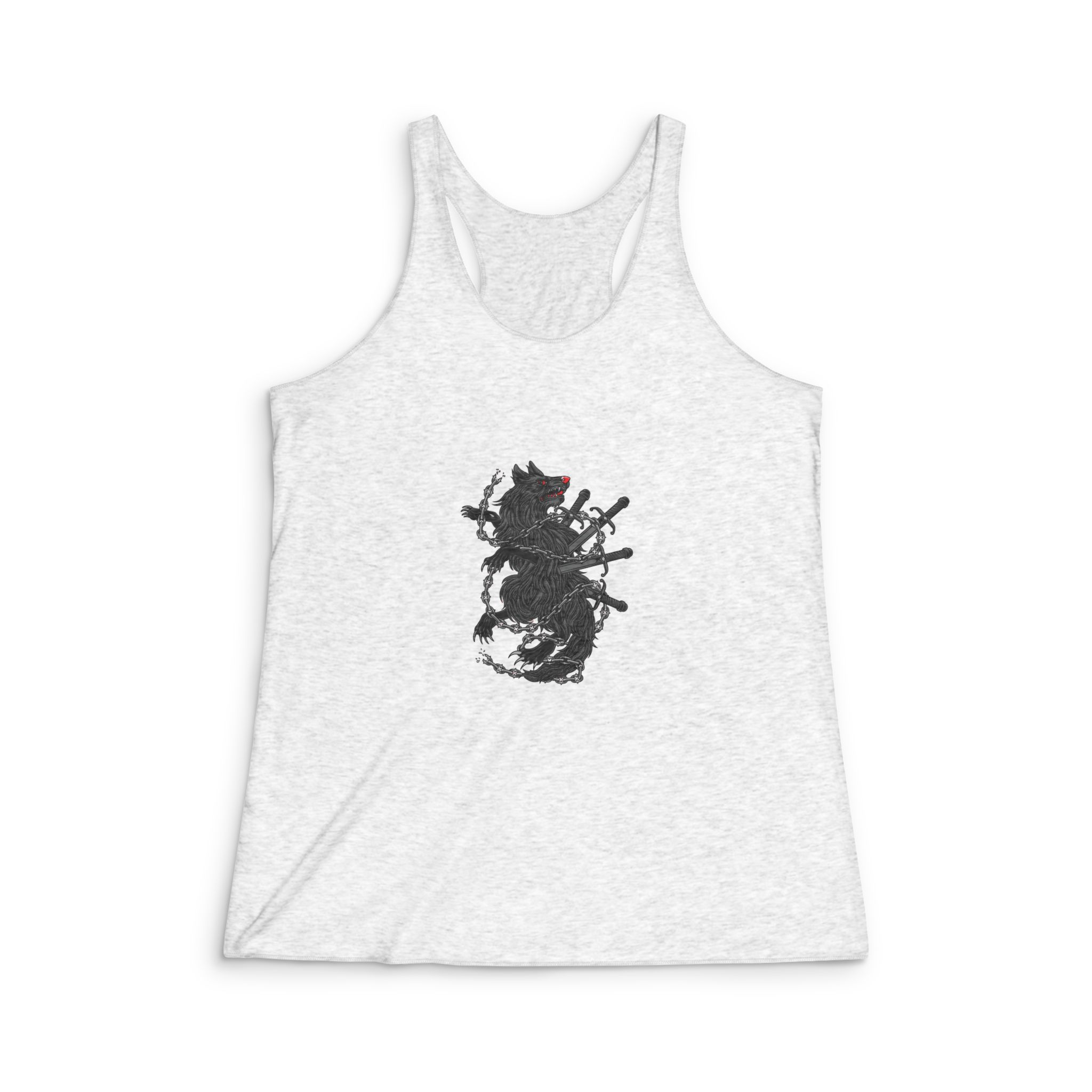 Haunted Wolf Was Stabbed Illustration Womens Tri Blend Racerback Tank