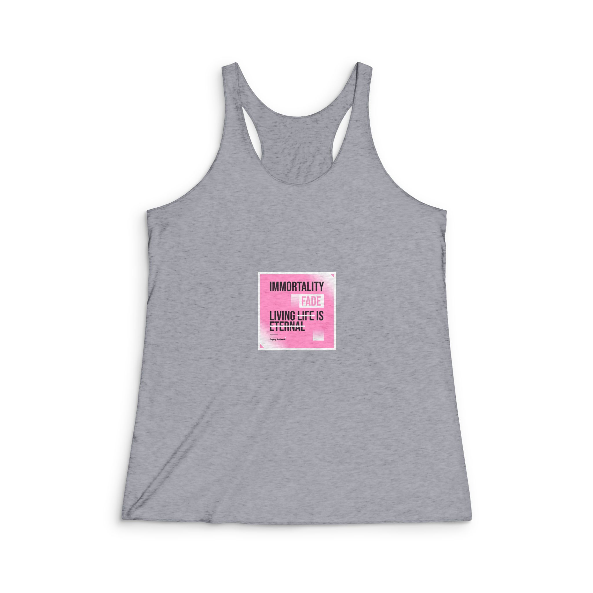 Immortality Fade Slogan Simple Vintage Fashion Womens Tri Blend Racerback Tank - Image 4