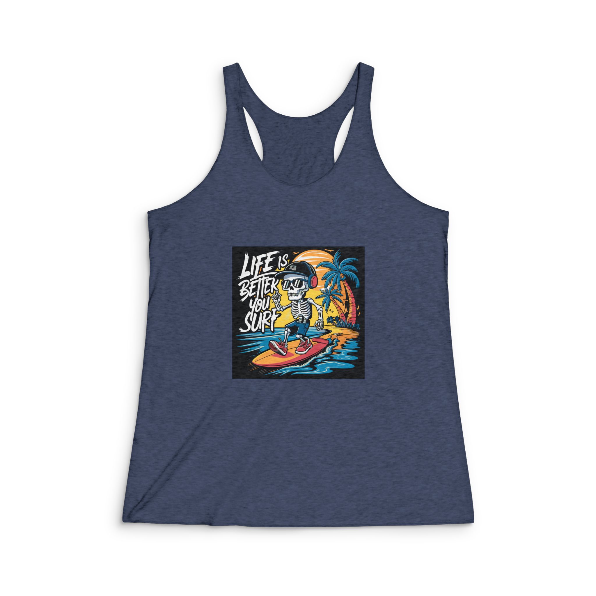 Life Is Better You Surf Womens Tri Blend Racerback Tank - Image 3
