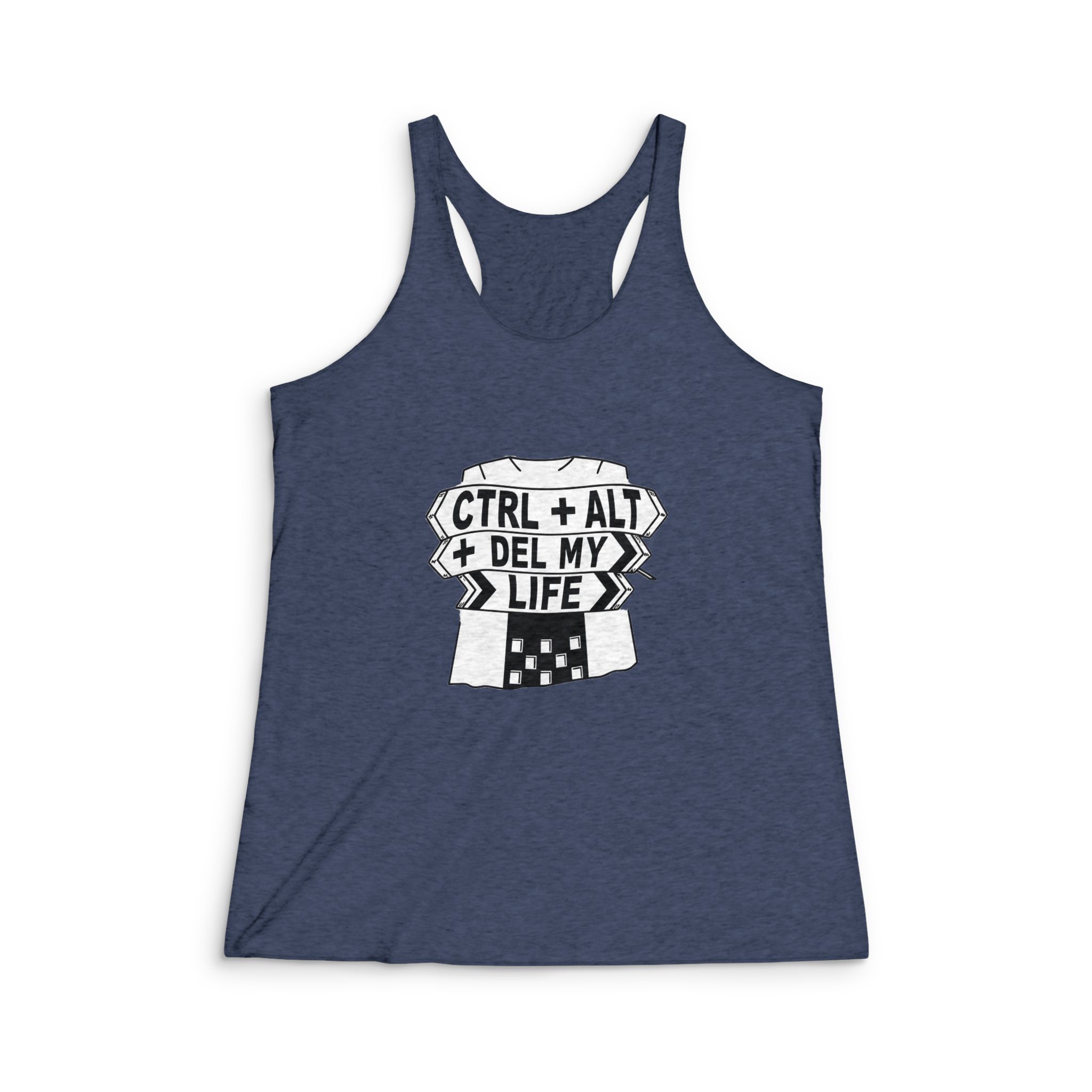Ctrl + Alt + Del My Life Womens Tri Blend Racerback Tank - Image 3