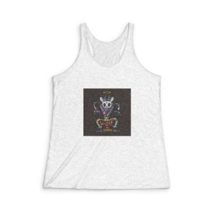 Gangster Wolf Cartoon Illustration Womens Tri Blend Racerback Tank