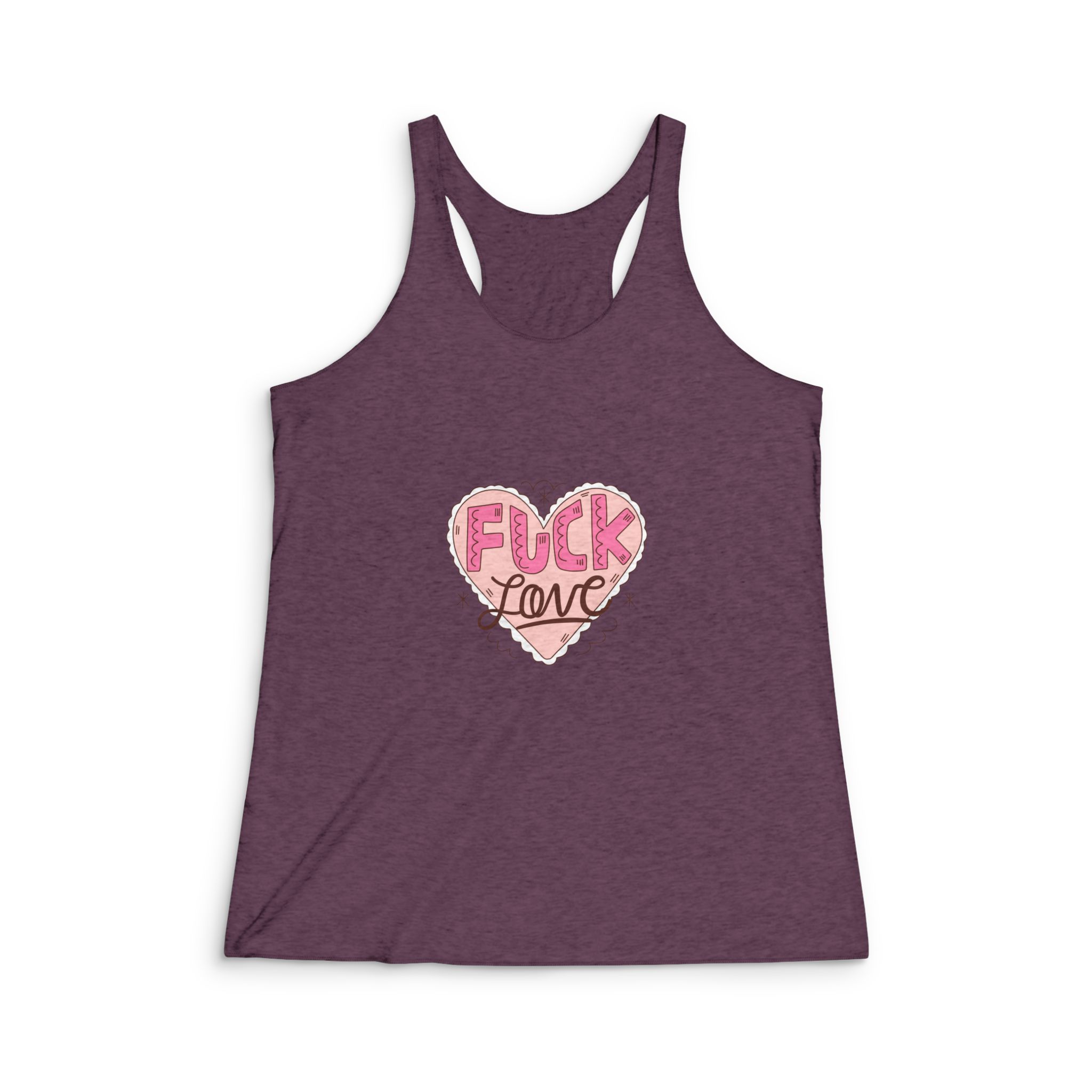 Hand Drawn No Love Illustration Womens Tri Blend Racerback Tank - Image 5