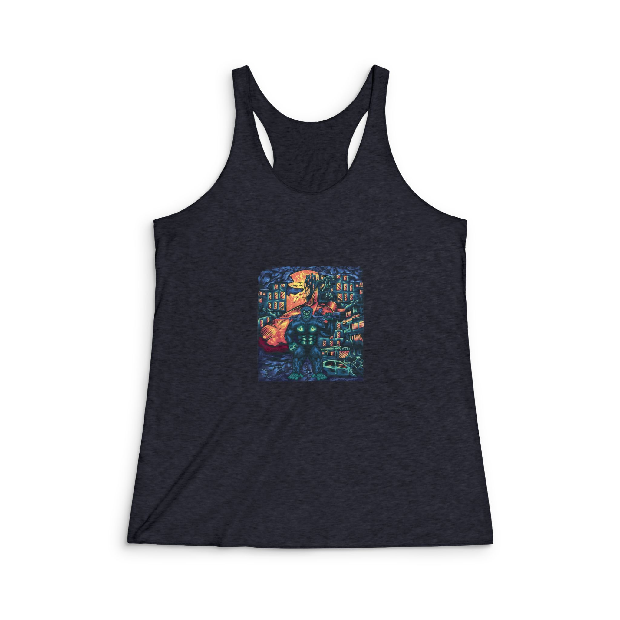 King Kong Poster Logo Womens Tri Blend Racerback Tank - Image 2