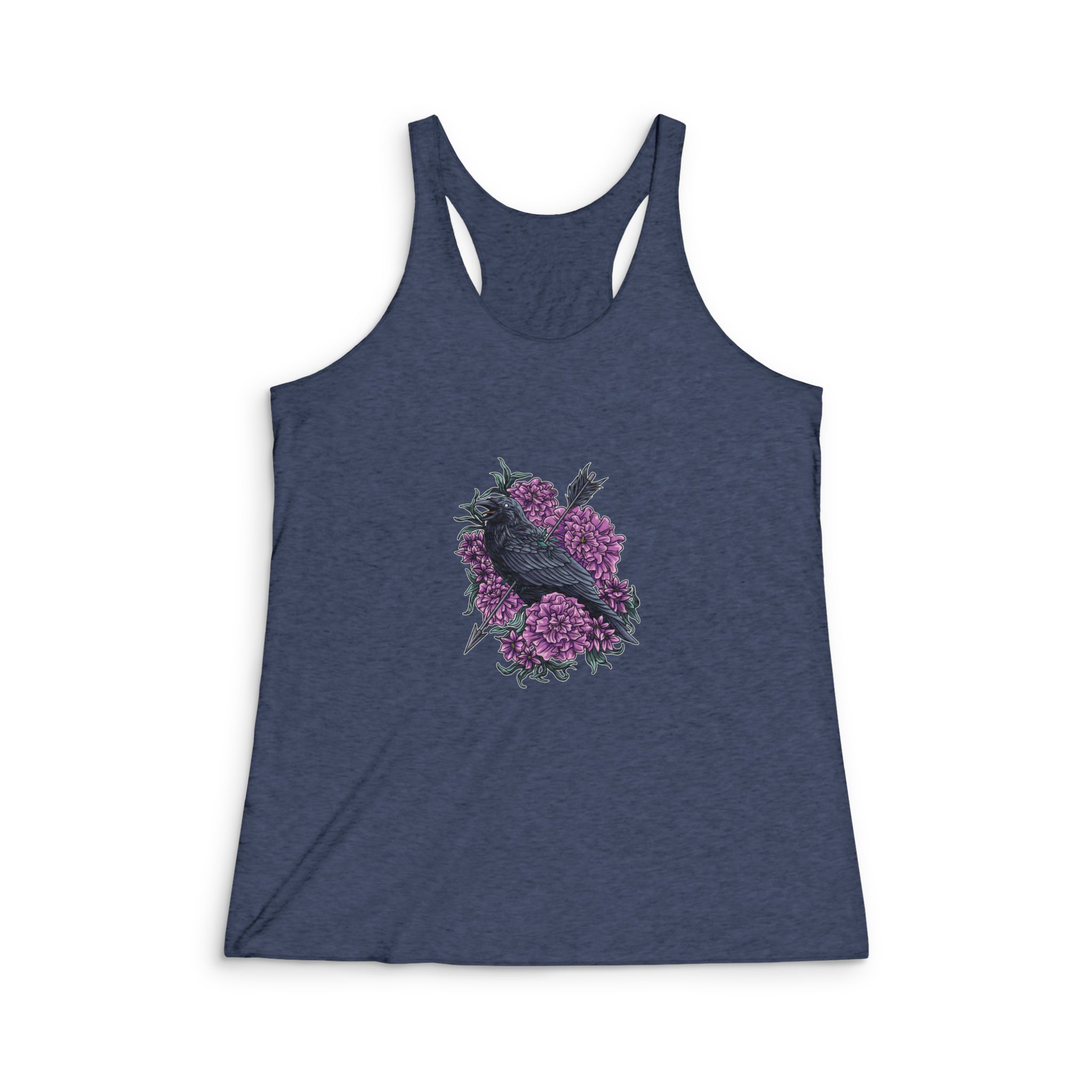 Grace Raven Illustration Womens Tri Blend Racerback Tank - Image 3