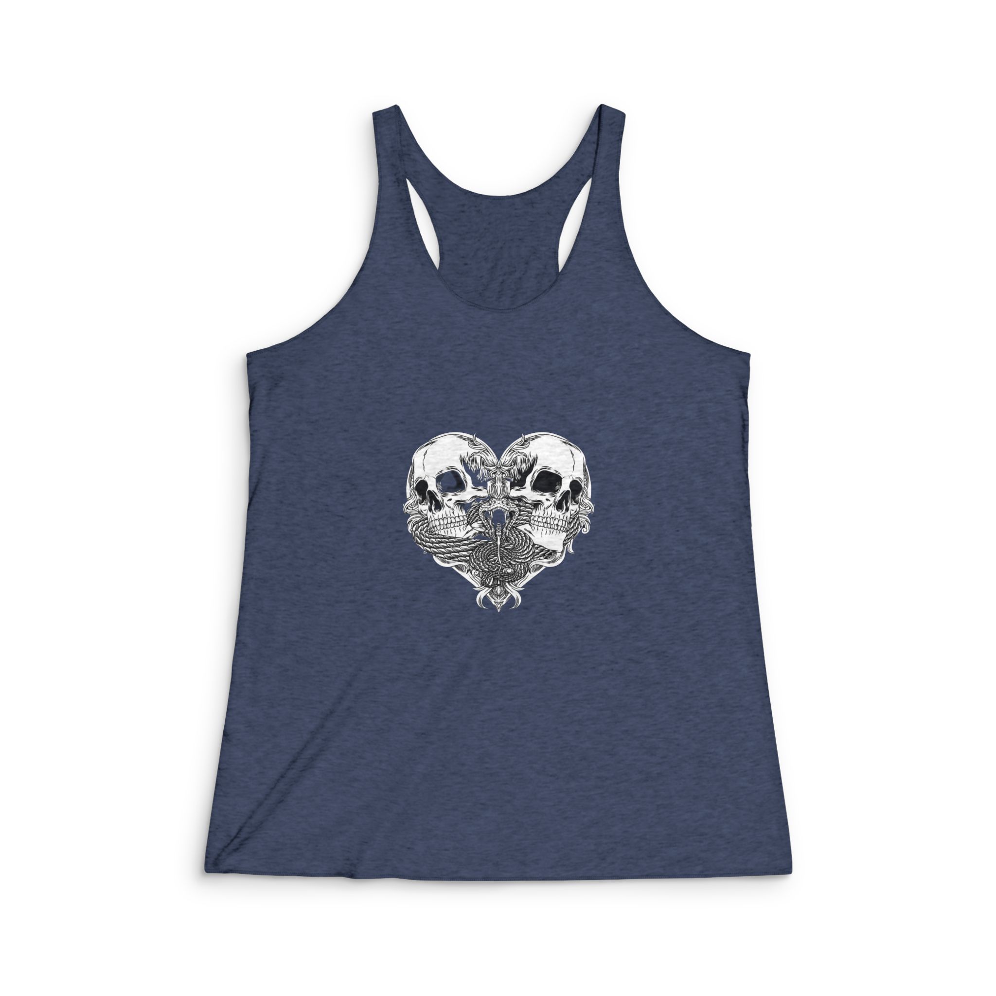 Heart Black White Illustration Womens Tri Blend Racerback Tank - Image 3