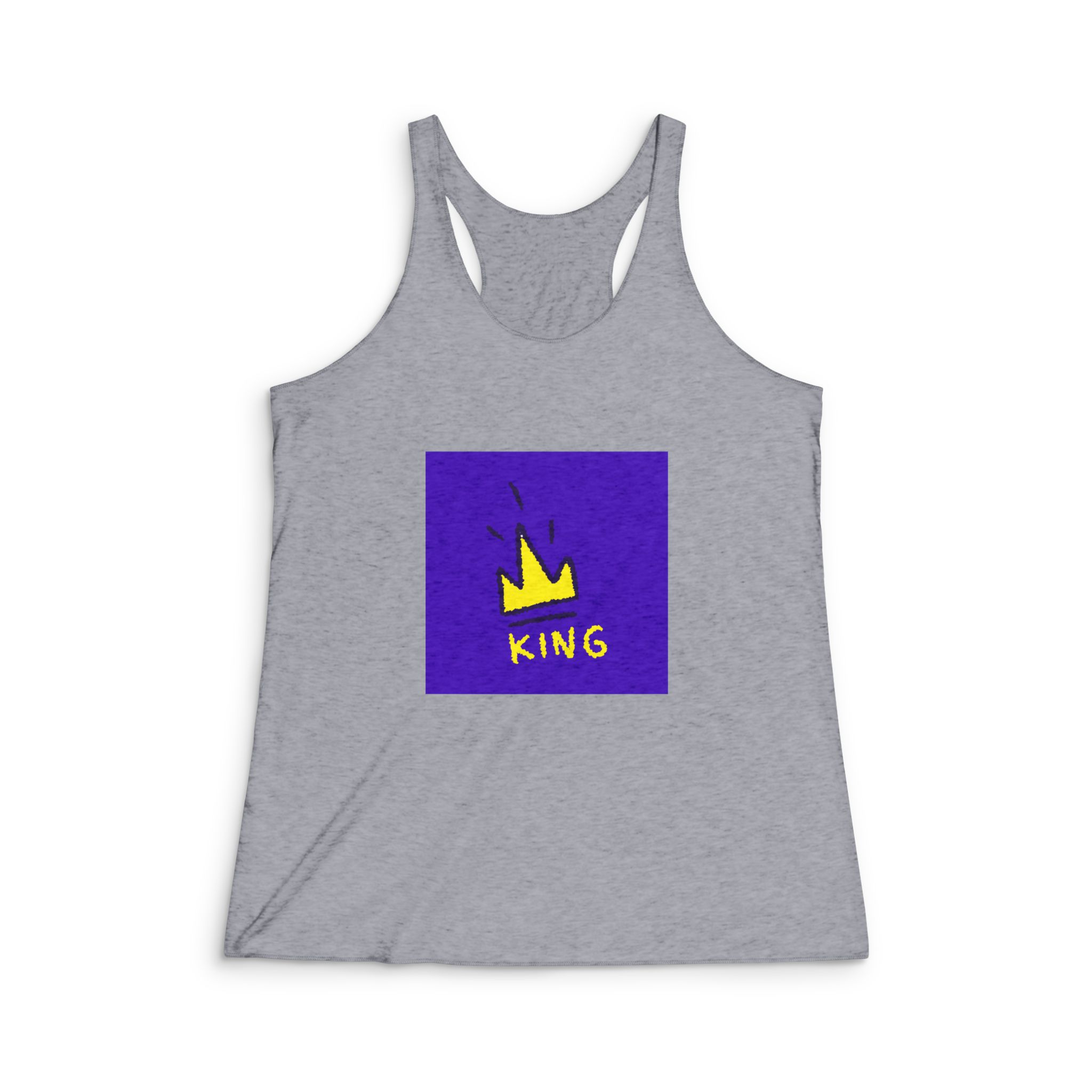 King Crown Symbol Cartoon Illustration T Shirt Sticker Apparel Womens Tri Blend Racerback Tank - Image 4