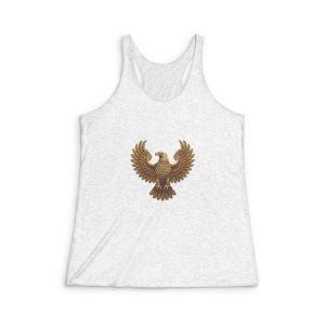 Golden Eagle With Spread Wings Against White Background Womens Tri Blend Racerback Tank