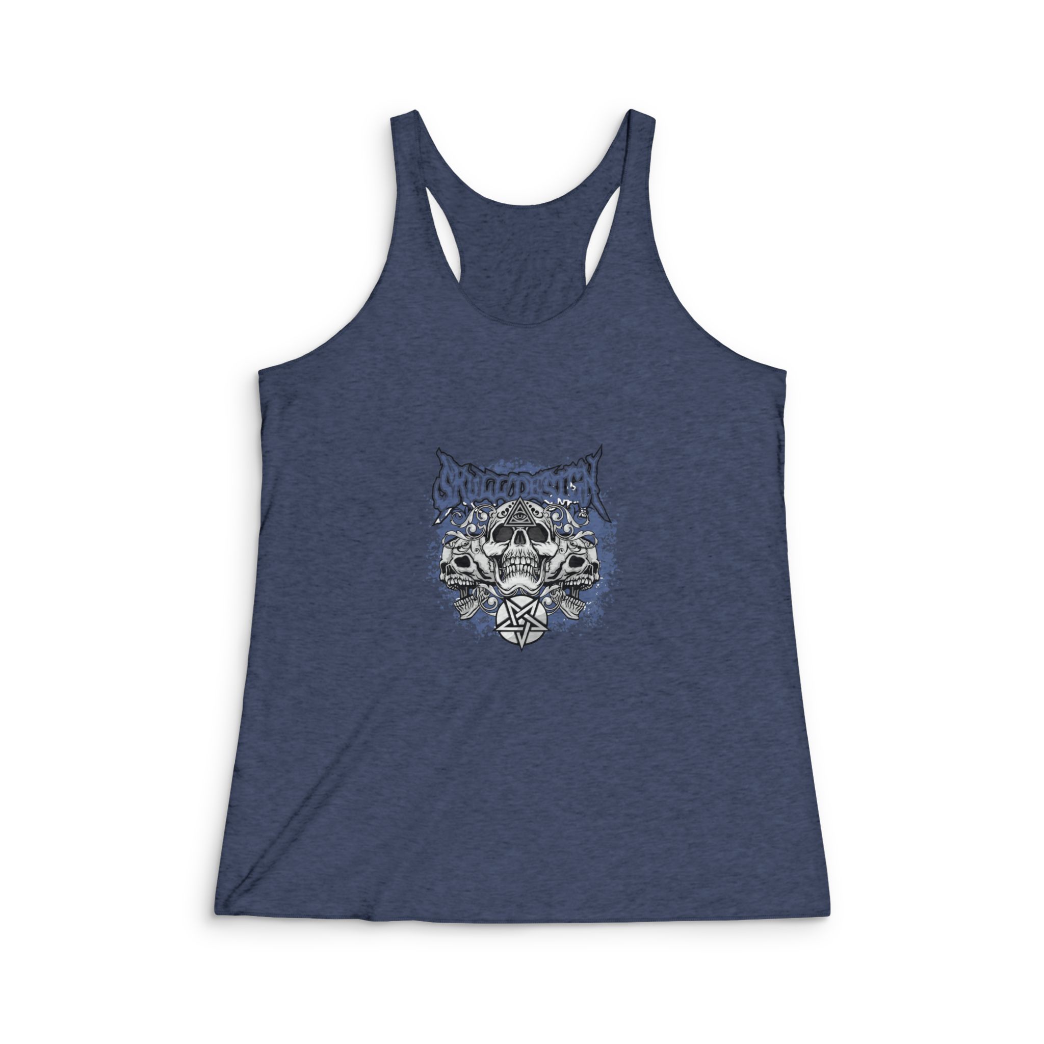 Gothic Sign With Skull Grunge Vintage Design T Shirts (32) Womens Tri Blend Racerback Tank - Image 3