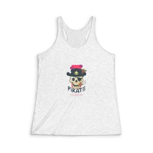 Hand Drawn Skull Pirate Illustration Printable Womens Tri Blend Racerback Tank