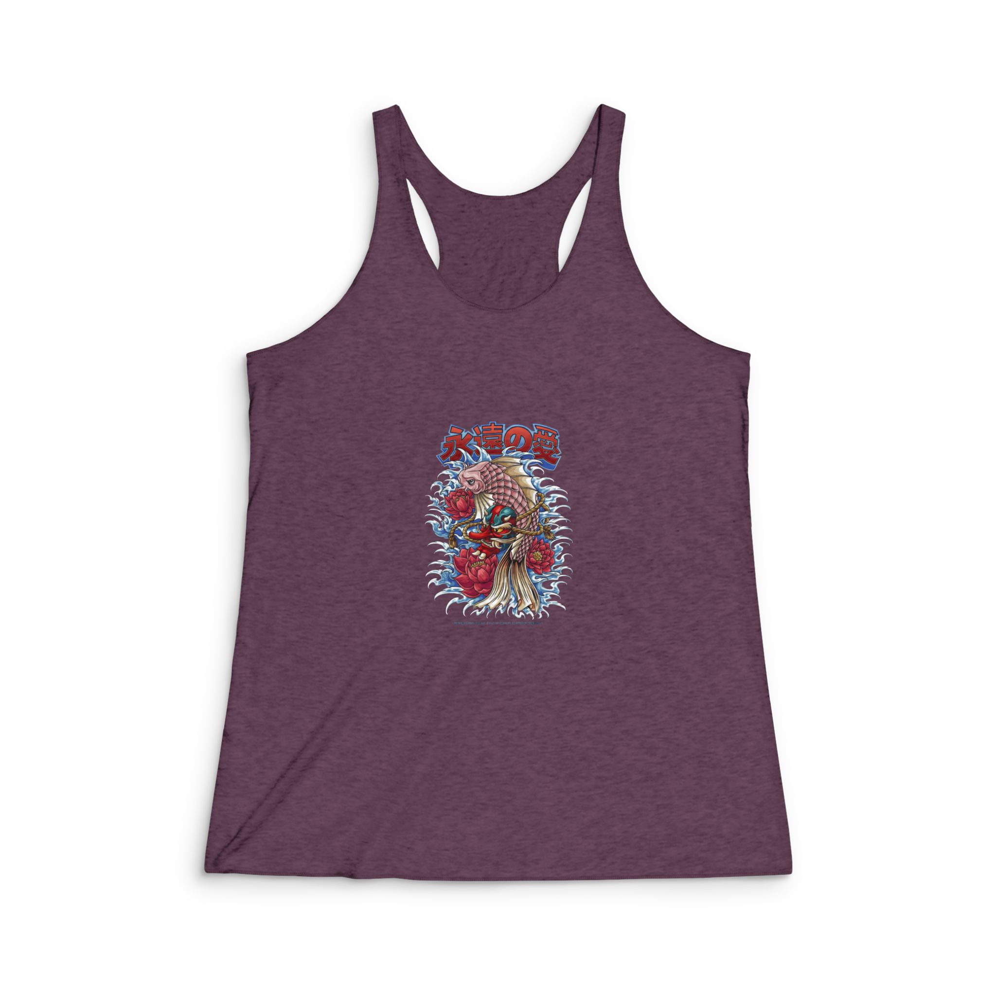 Koi Oni With Text Illustration Womens Tri Blend Racerback Tank - Image 5