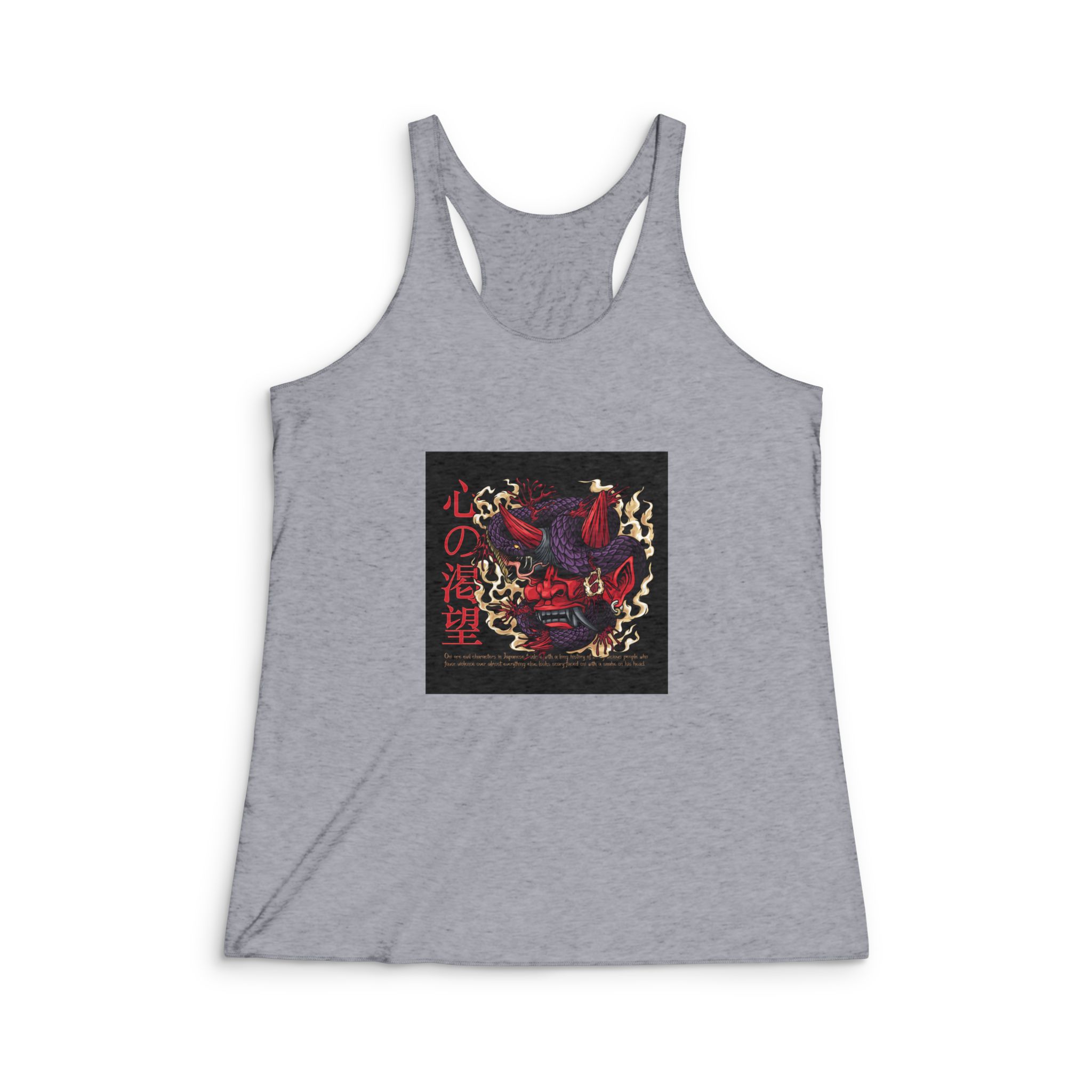 Killer Viper Demon Oni With Text Illustration Womens Tri Blend Racerback Tank - Image 4