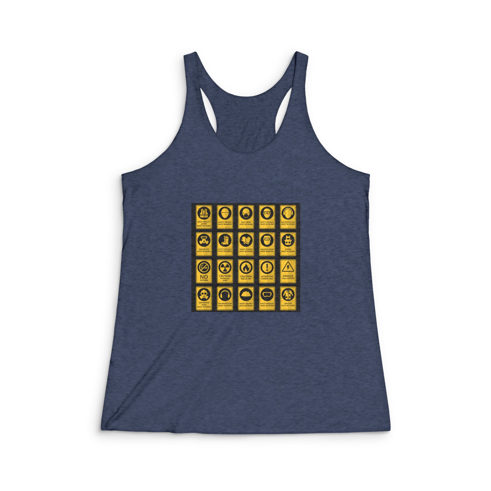 Health Safety Signs Safety Equipment Must Be Worn Womens Tri Blend Racerback Tank - Image 3