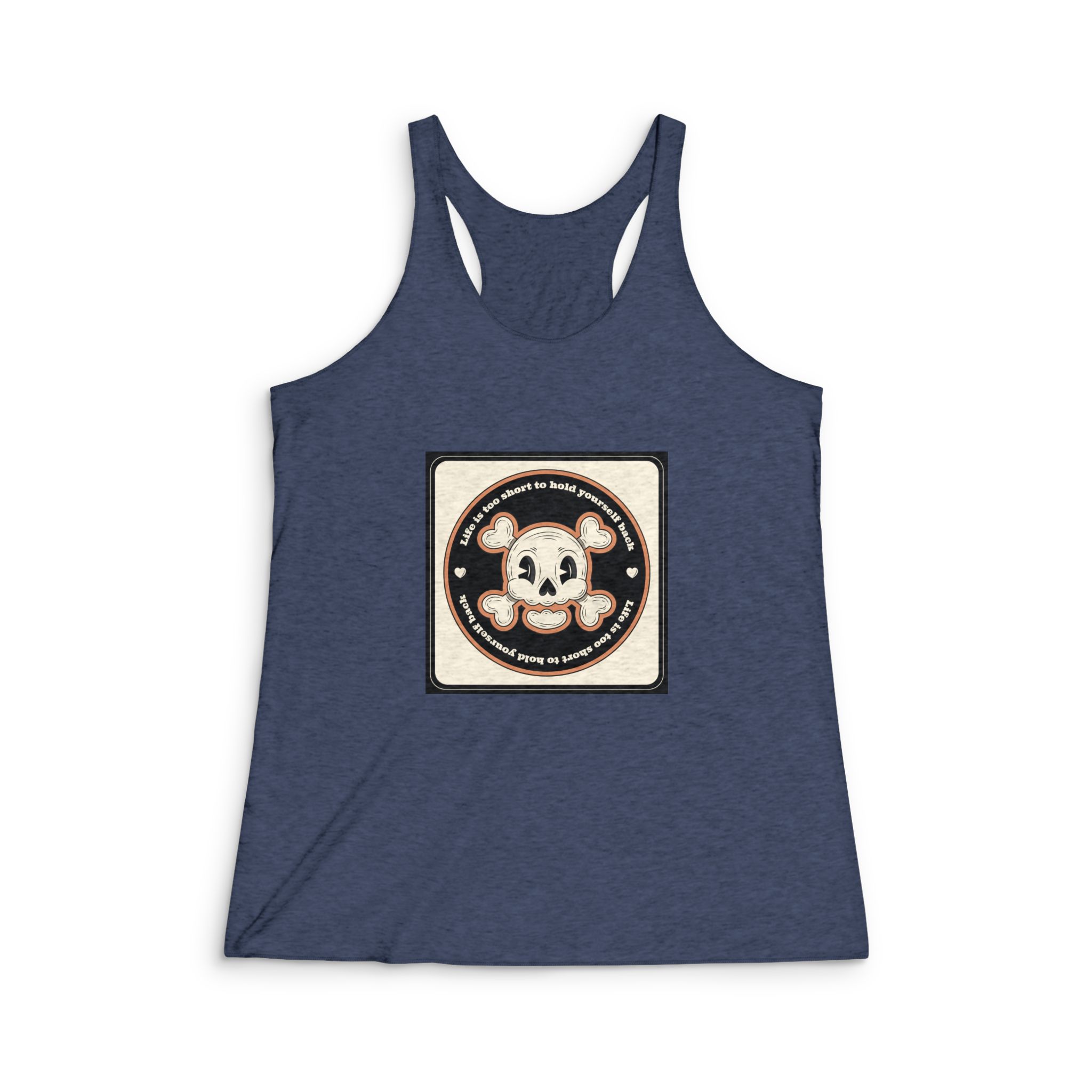 Hand Drawn Skull Cartoon Illustration Womens Tri Blend Racerback Tank - Image 3