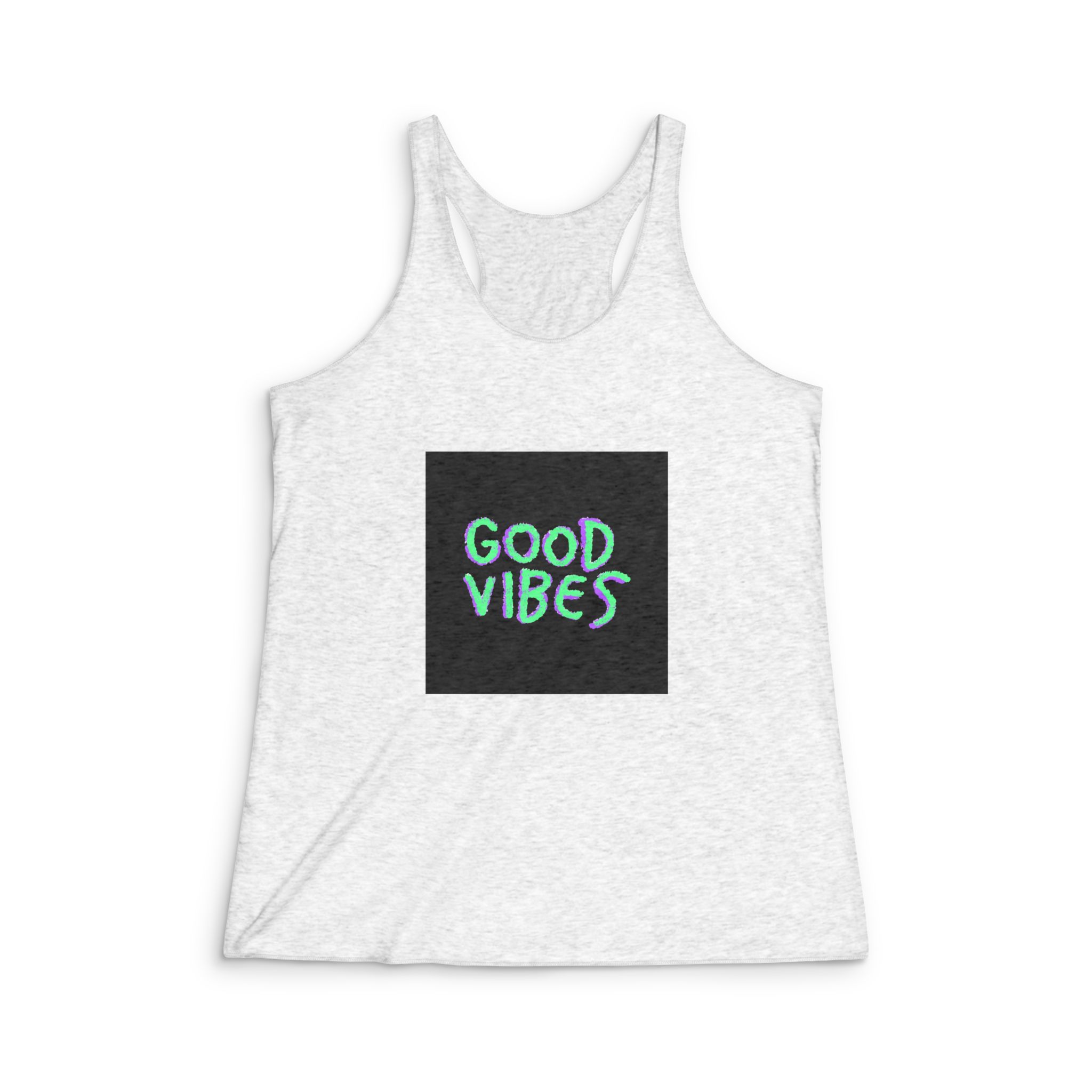 Good Vibes Quote Text Logo Graffiti Lettering Illustration Illustration T Shirt Sticker Womens Tri Blend Racerback Tank