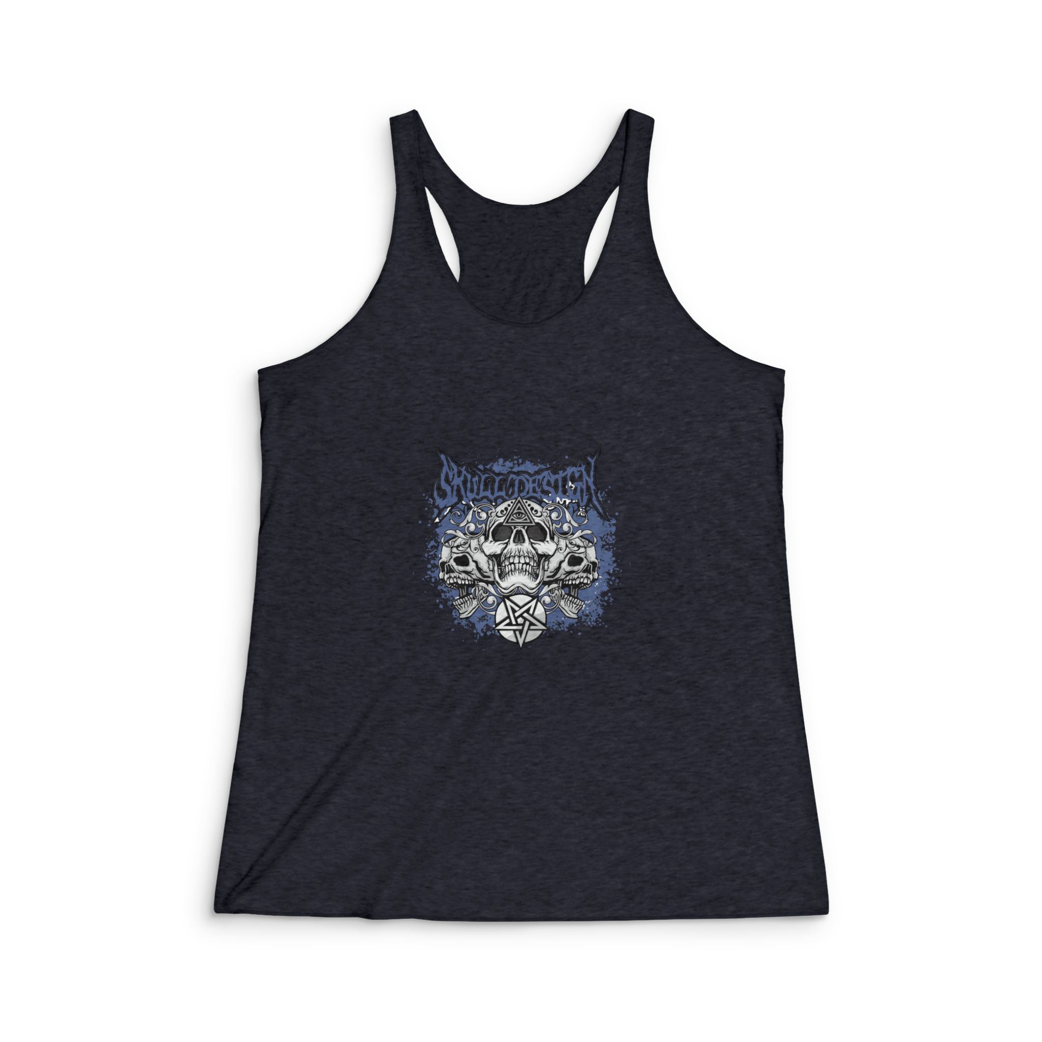Gothic Sign With Skull Grunge Vintage Design T Shirts (32) Womens Tri Blend Racerback Tank - Image 2