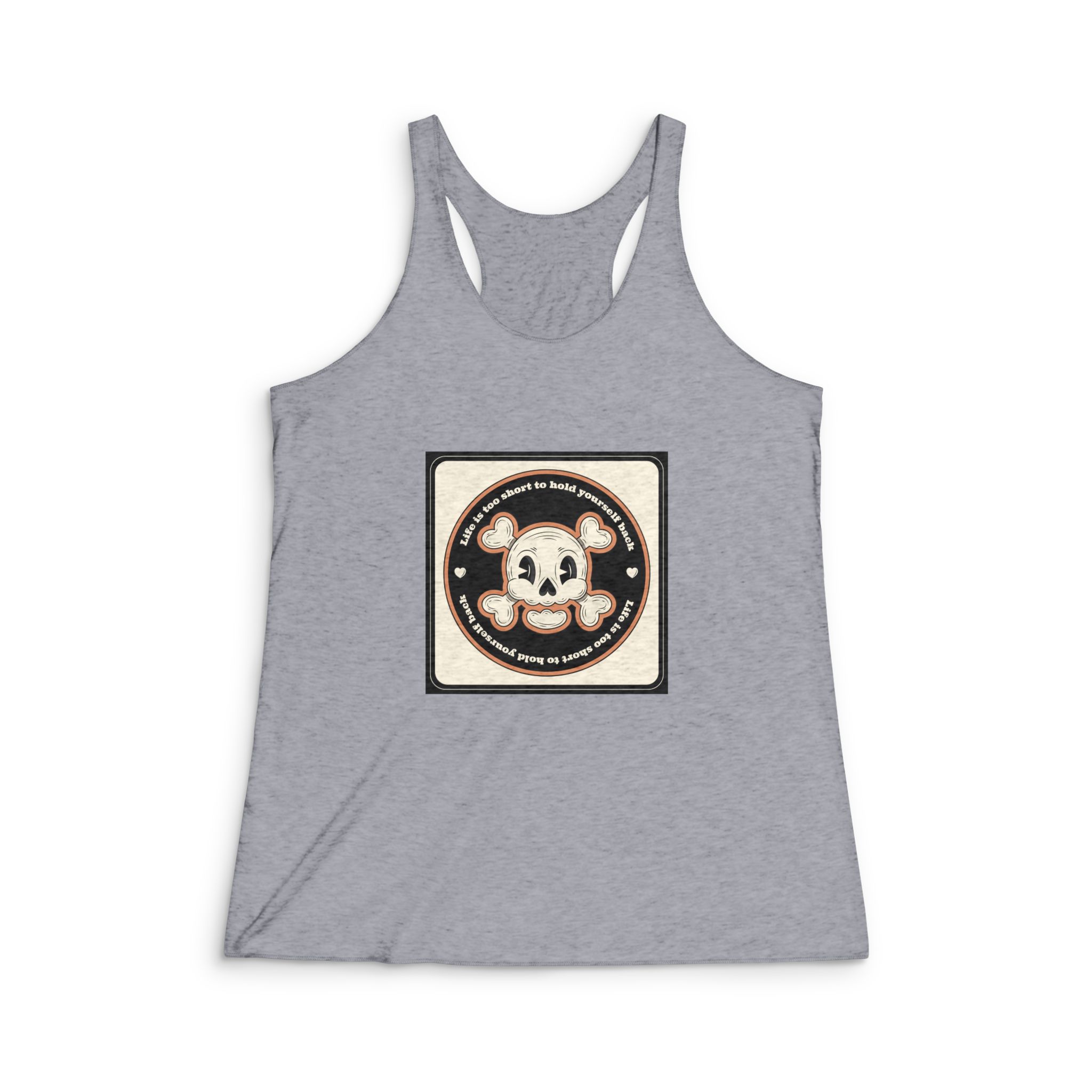 Hand Drawn Skull Cartoon Illustration Womens Tri Blend Racerback Tank - Image 4
