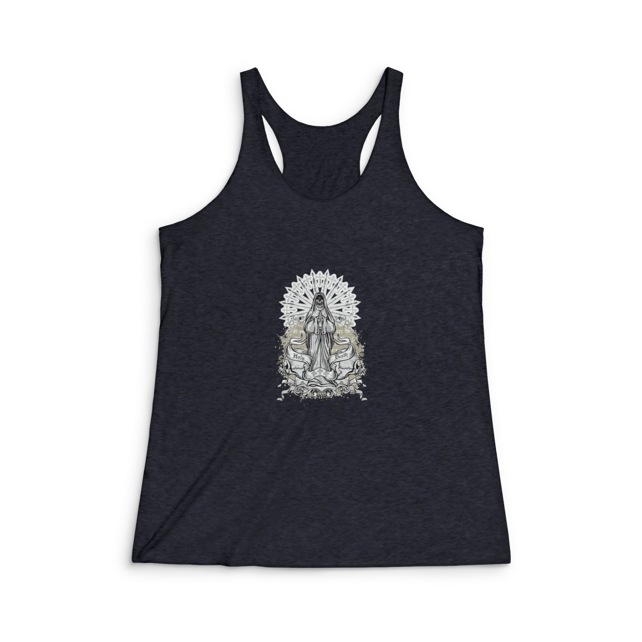 Gothic Sign With Skull Grunge Vintage Design T Shirts (38) Womens Tri Blend Racerback Tank - Image 2