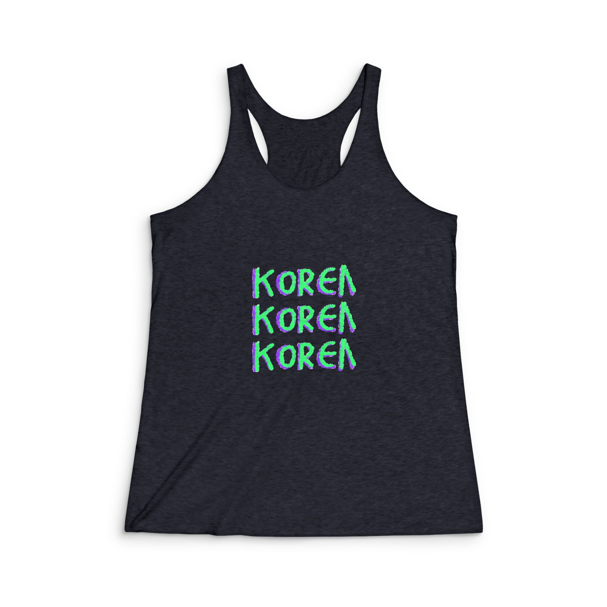 Korea Quote Text Logo Graffiti Lettering Illustration Illustration T Shirt Womens Tri Blend Racerback Tank - Image 2
