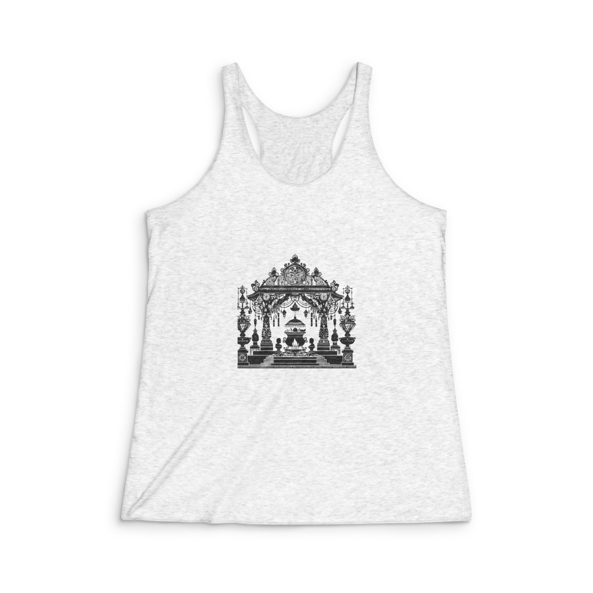 Intricate Puja Mandap Silhouettes Capturing Essence Festive Decor Black Colour Vactor Womens Tri Blend Racerback Tank