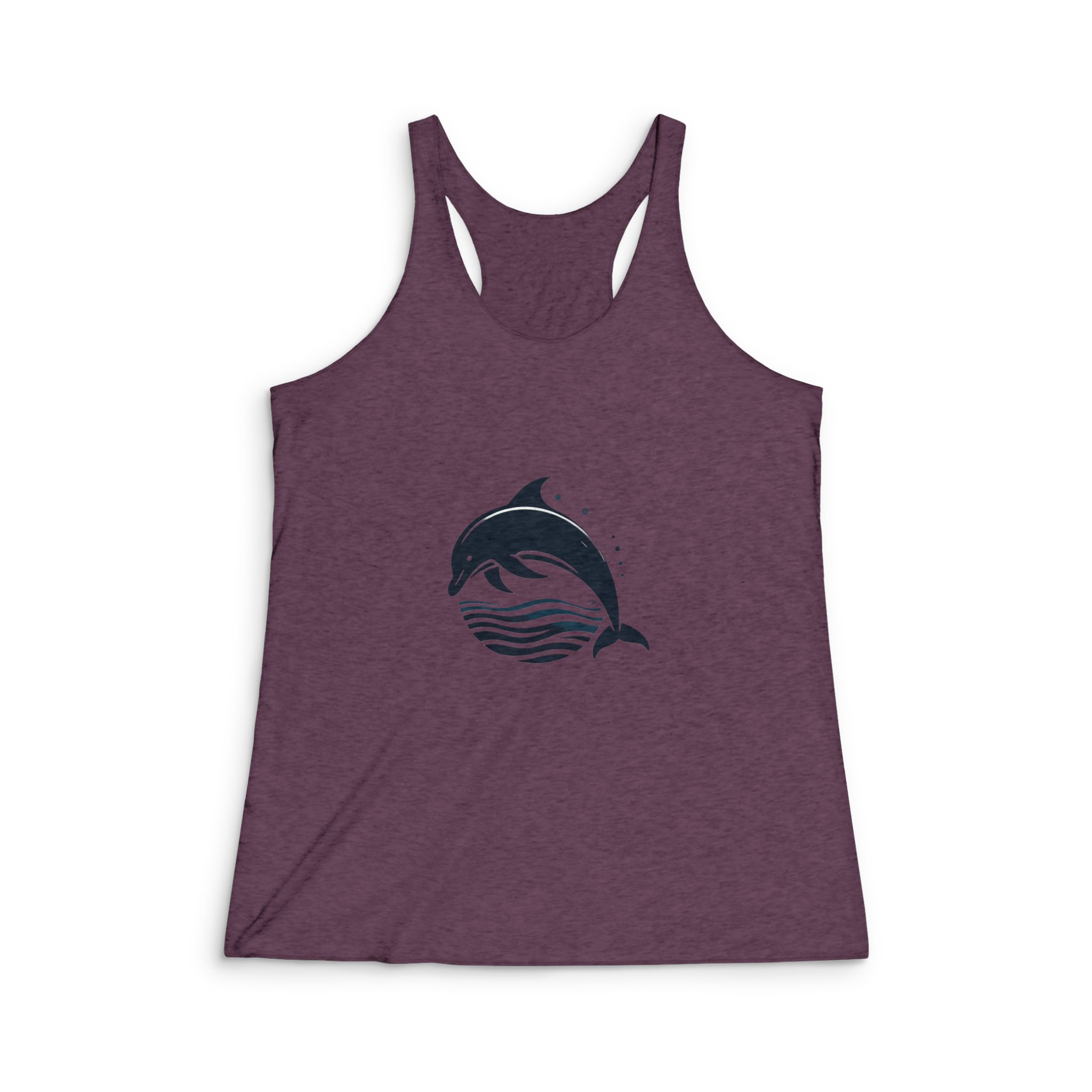Dolphin That Is Water With Bubbles Womens Tri Blend Racerback Tank - Image 5