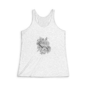 Grace Raven Black White Illustration Womens Tri Blend Racerback Tank