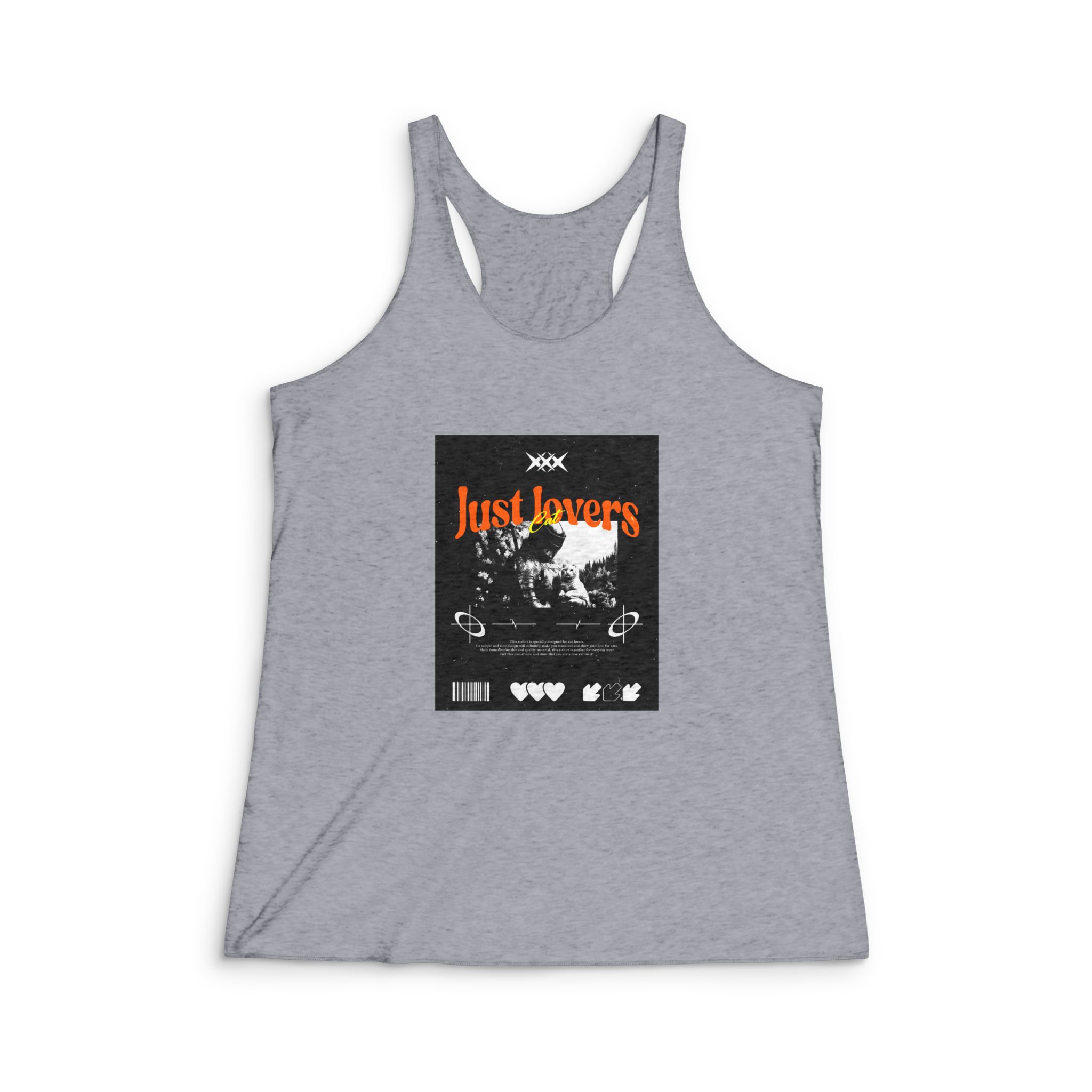 Just Lovers Cat Tshirt Design Womens Tri Blend Racerback Tank - Image 4