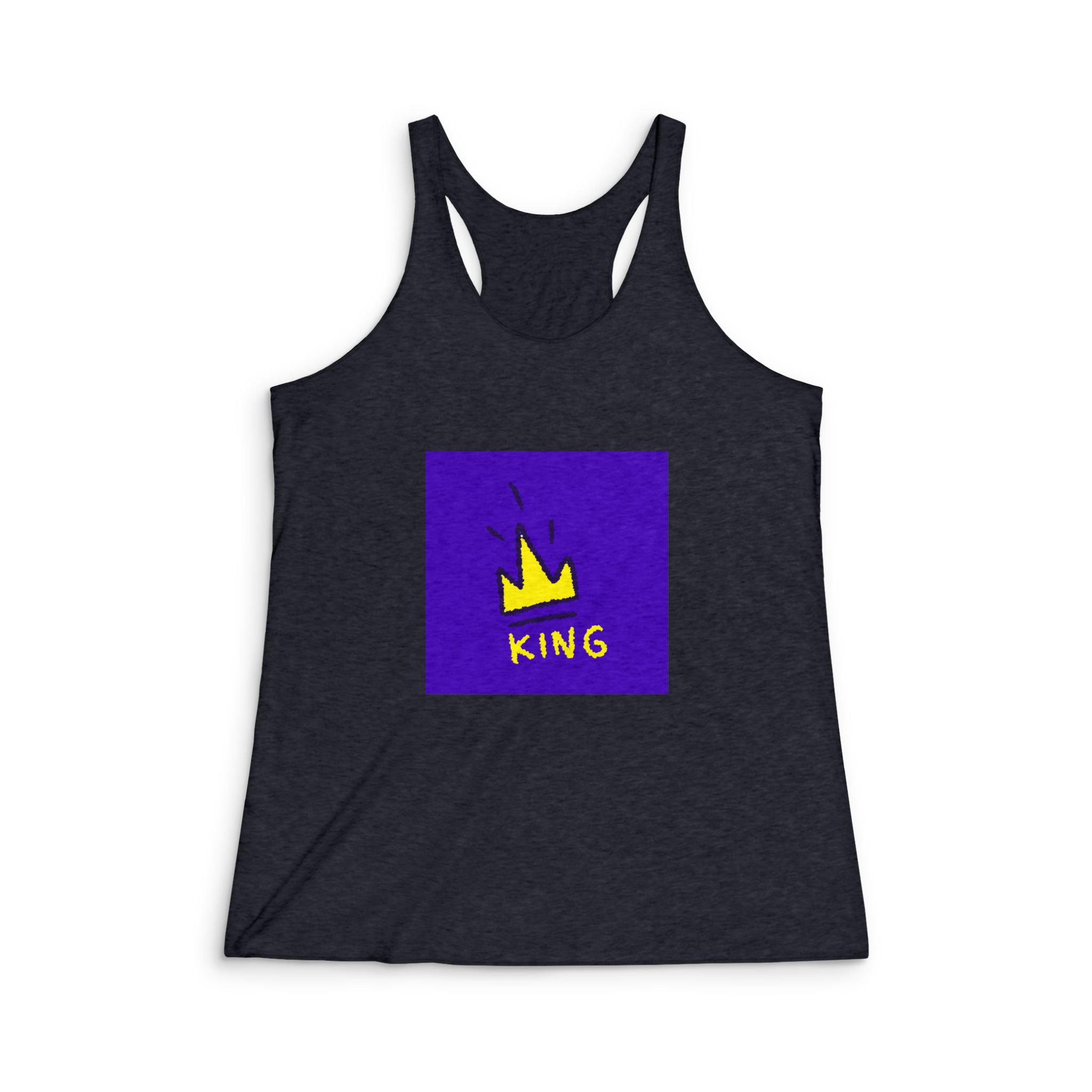 King Crown Symbol Cartoon Illustration T Shirt Sticker Apparel Womens Tri Blend Racerback Tank - Image 2