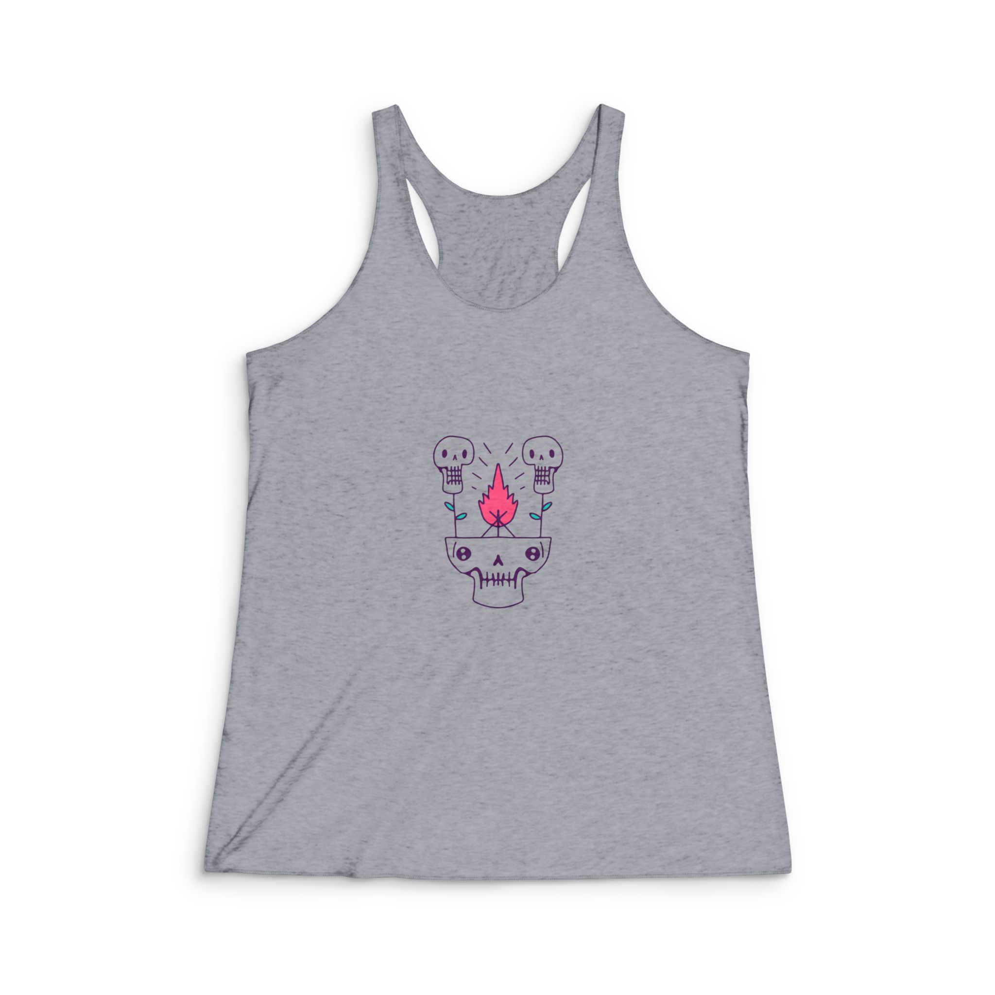 Hipster Plant Skulls With Campfire Illustration T Shirt Sticker Apparel Merchandise Womens Tri Blend Racerback Tank - Image 4